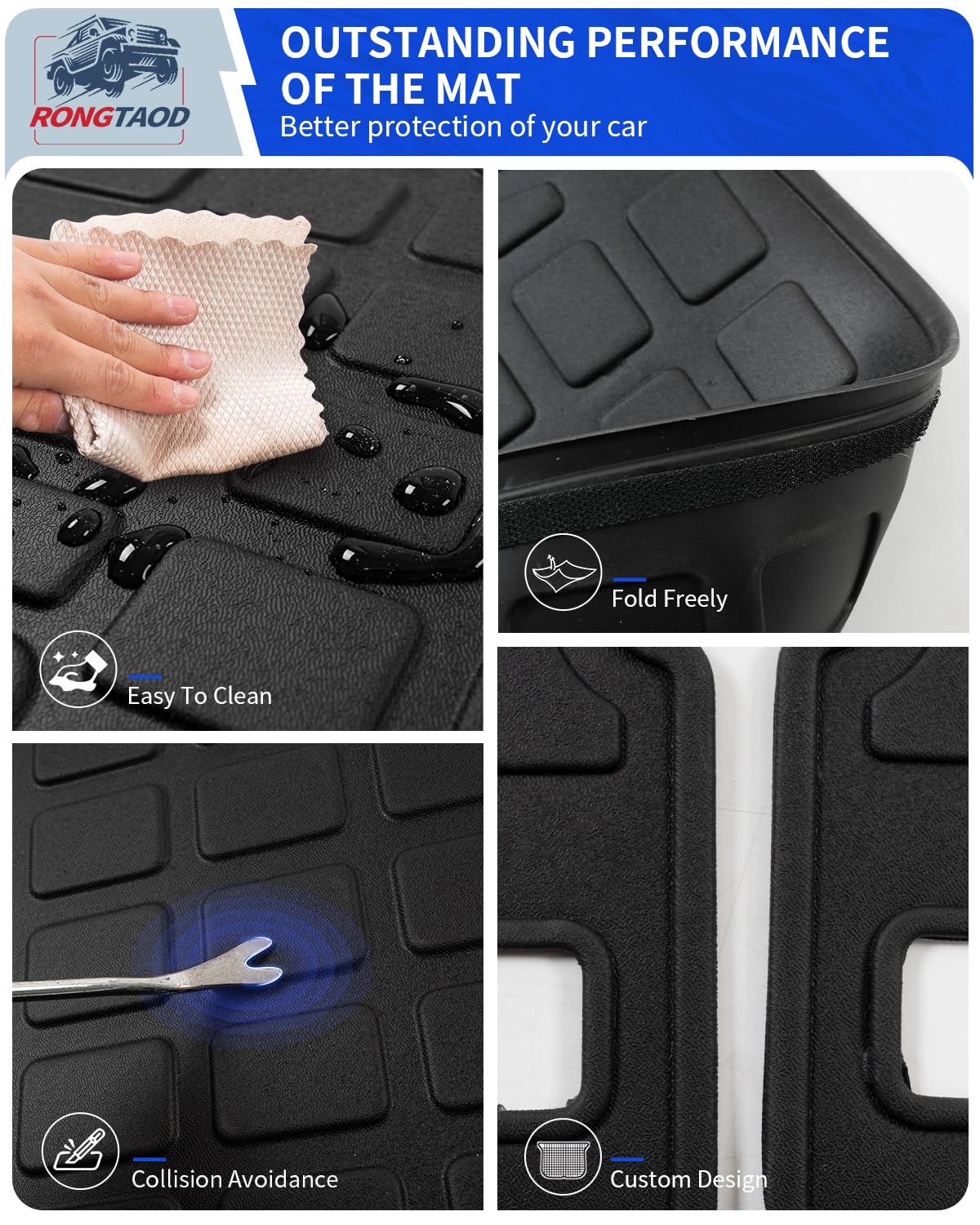 Rongtaod Cargo Mat for 2020-2025 Hyundai Palisade - 7 Seats, TPE Material, 31.89"x27.37", Includes 2nd &