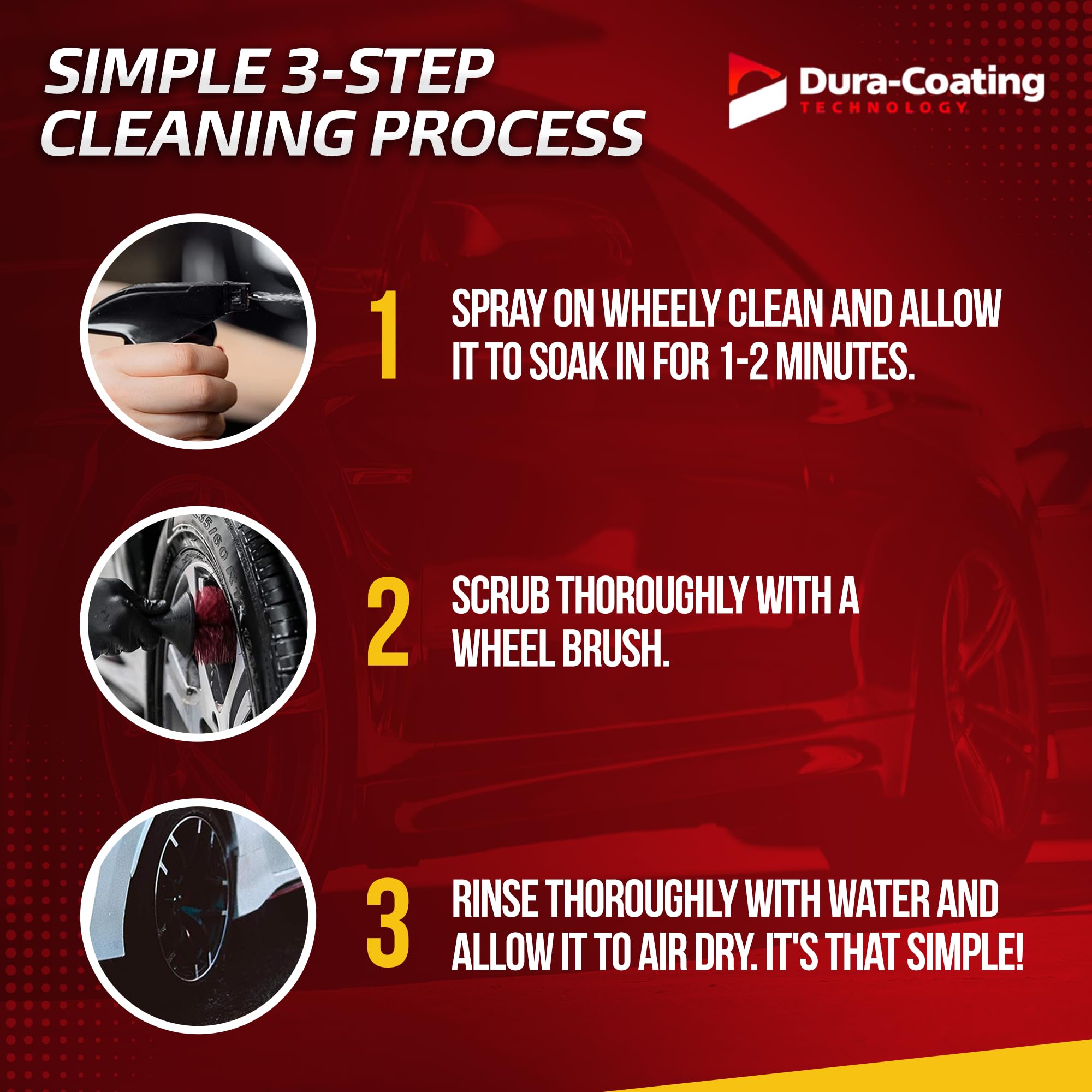 DURA-COATING TECHNOLOGY Wheely Clean Concentrate - Chrome & Aluminum Wheel Cleaner Spray - 1 Gallon - Professional Tire Shine Solution