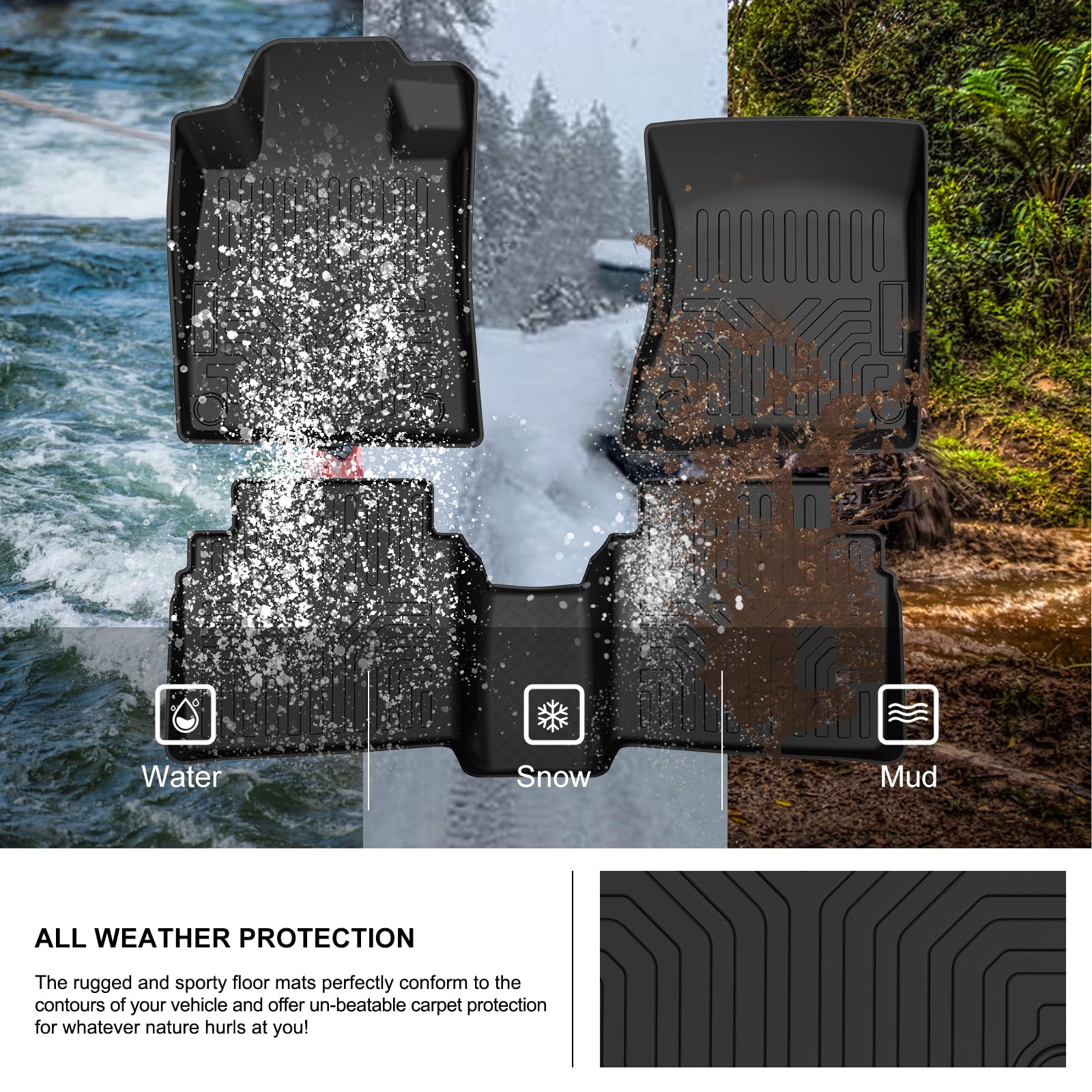 Kiwi Master Floor Mats For 2019-2025 Nissan Altima All Weather Mat Front & Rear 2 Row Seat Tpe Slush Liners Set Black