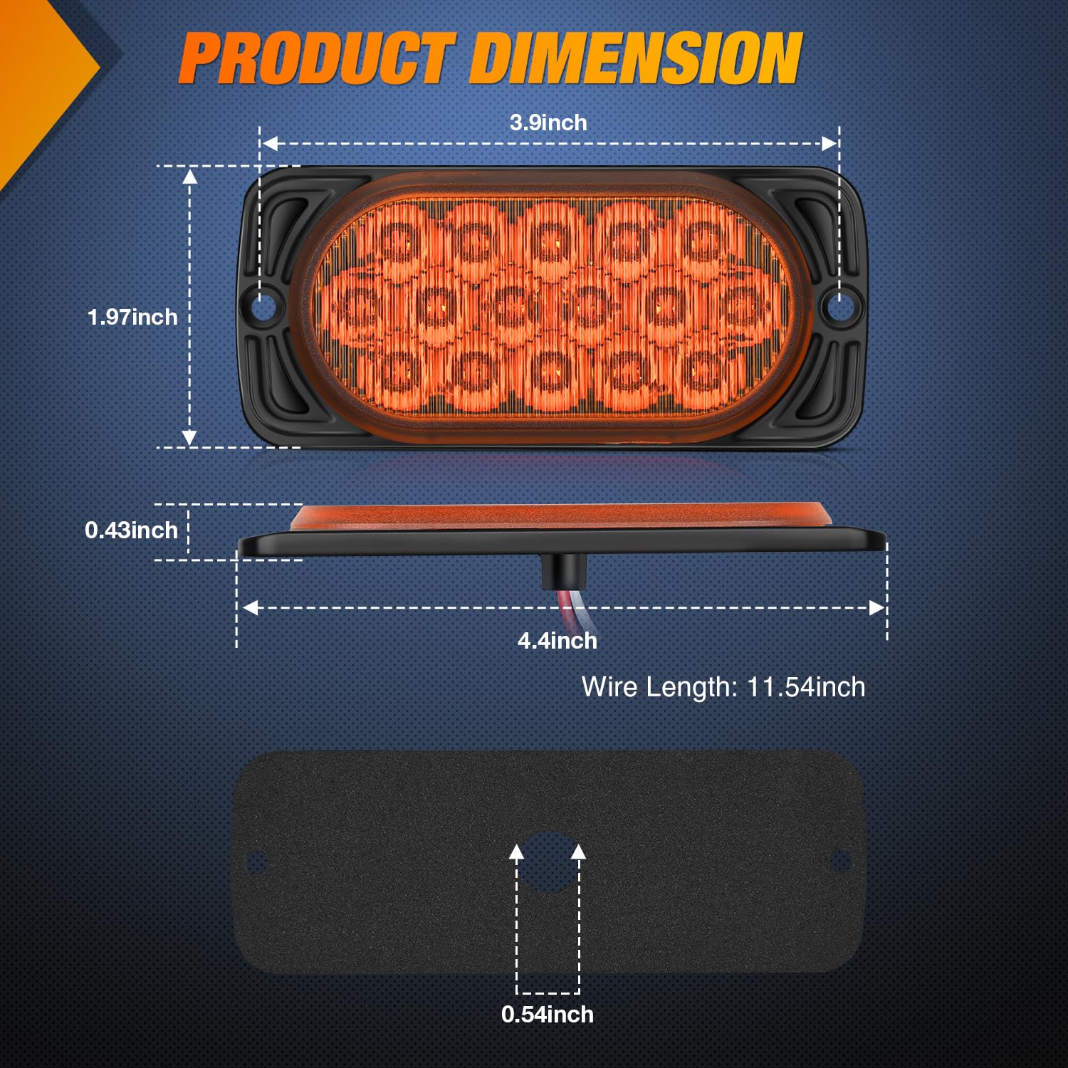 Nilight 4.4 Inch Aluminum Housing Tail Light 2 Pcs 16 Led Amber Left Right Turn Signals Marker Lights Surface Mount Ip67 Waterpr