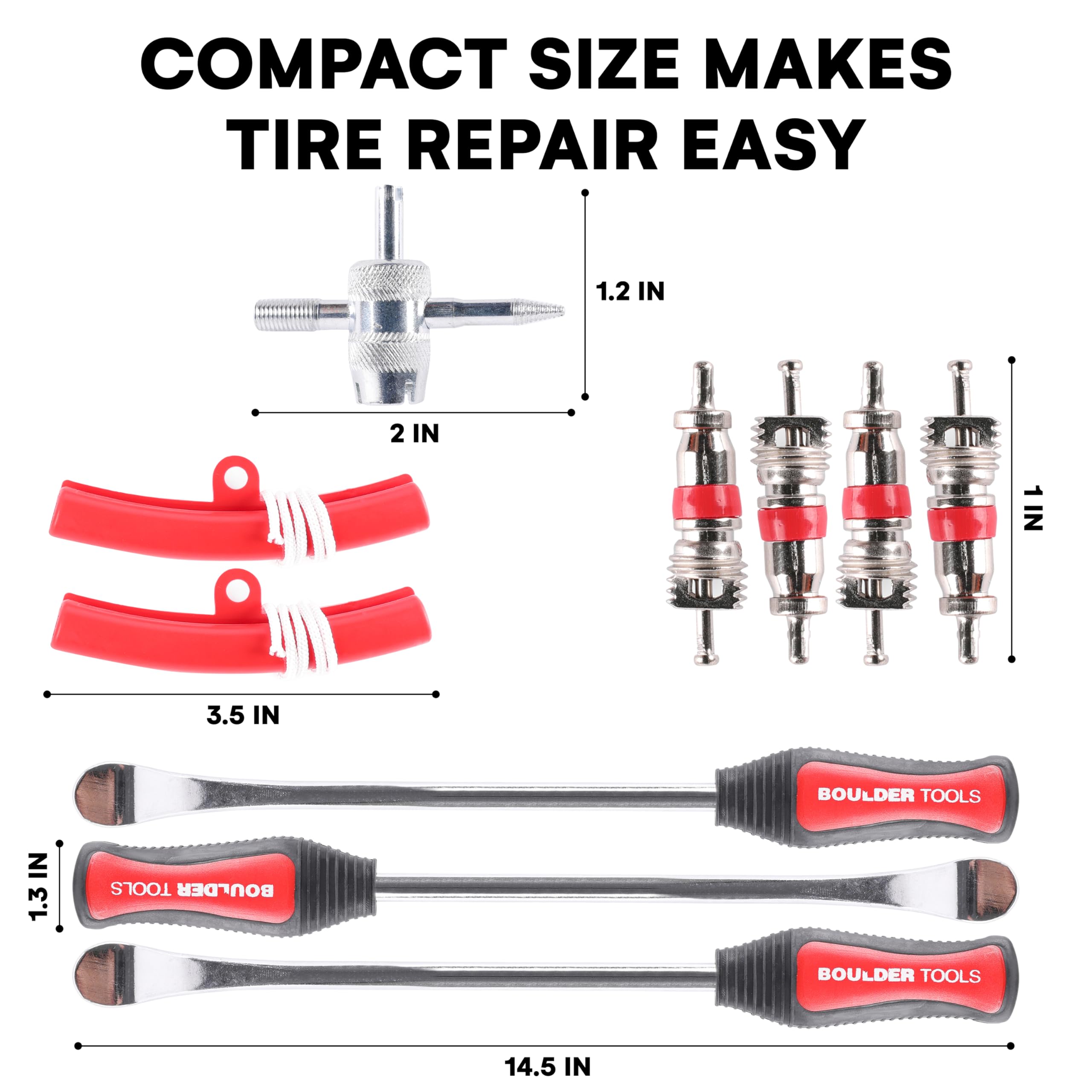 Boulder Tools Tire Spoons - Durable Motorcycle Tire Changing Tool - Easy-to-Use Red Kit for Safe & Quick Tire Repair - Model BOTO-000029