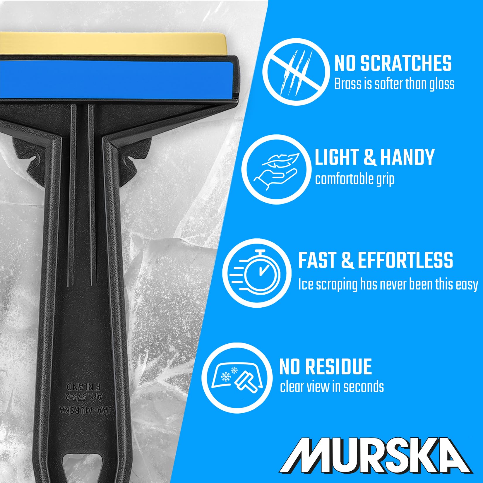L & P Car Design Car Ice Scraper - Brass Blade, 2 Pack, Black-Blue, Model W907-A054-2 - Efficient Windshield Ice Removal Tool