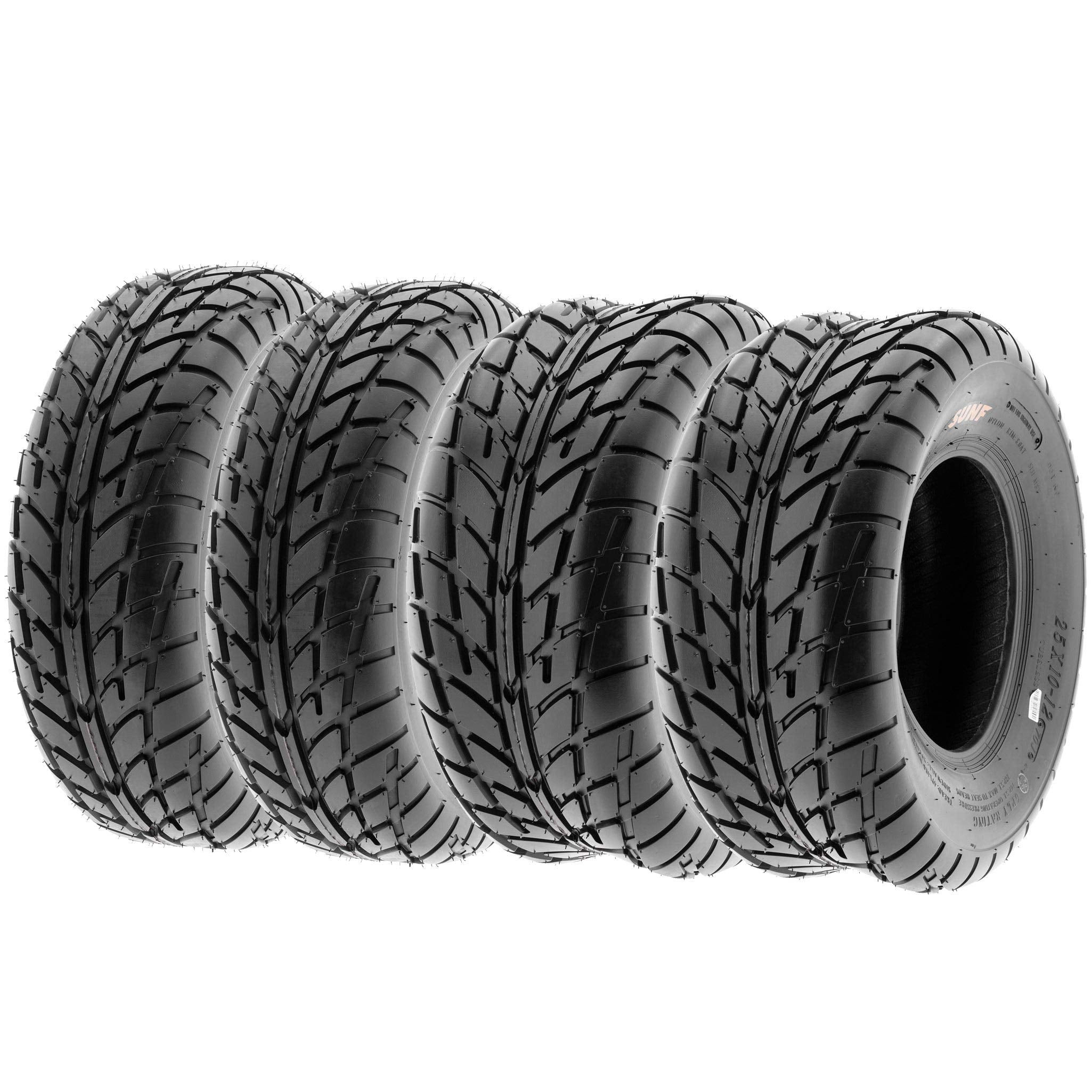Set Of 4 Sunf A021 Tt Sport Atv Utv Flat Track Tires 25X8-12 Front & 25X10-12 Rear, 6 Pr, Tubeless