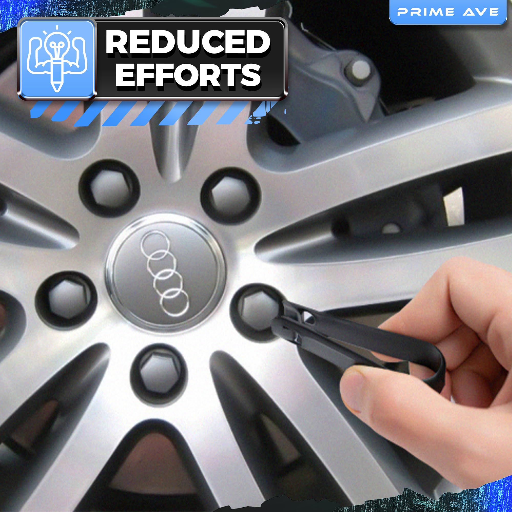 Prime Ave Wheel Lug Nut Cap Cover & Center Cap Removal Tool Set- Plastic & Stainless Steel Lug Nut Pullers Compatible/Replacemen