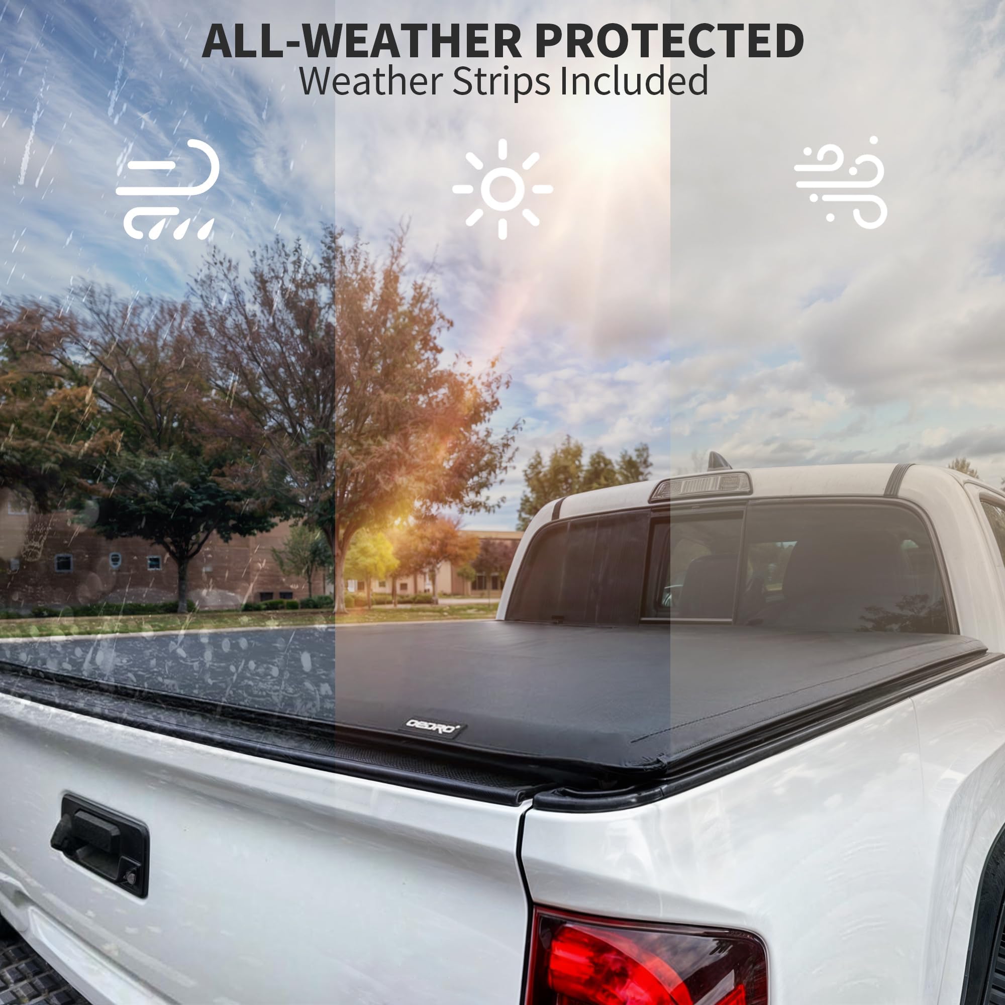 oEdRo Soft Roll Up Truck Bed Tonneau Cover Compatible with 2019-2025 Chevy Silverado 1500 / GMC Sierra 1500 New Body Style, Flee