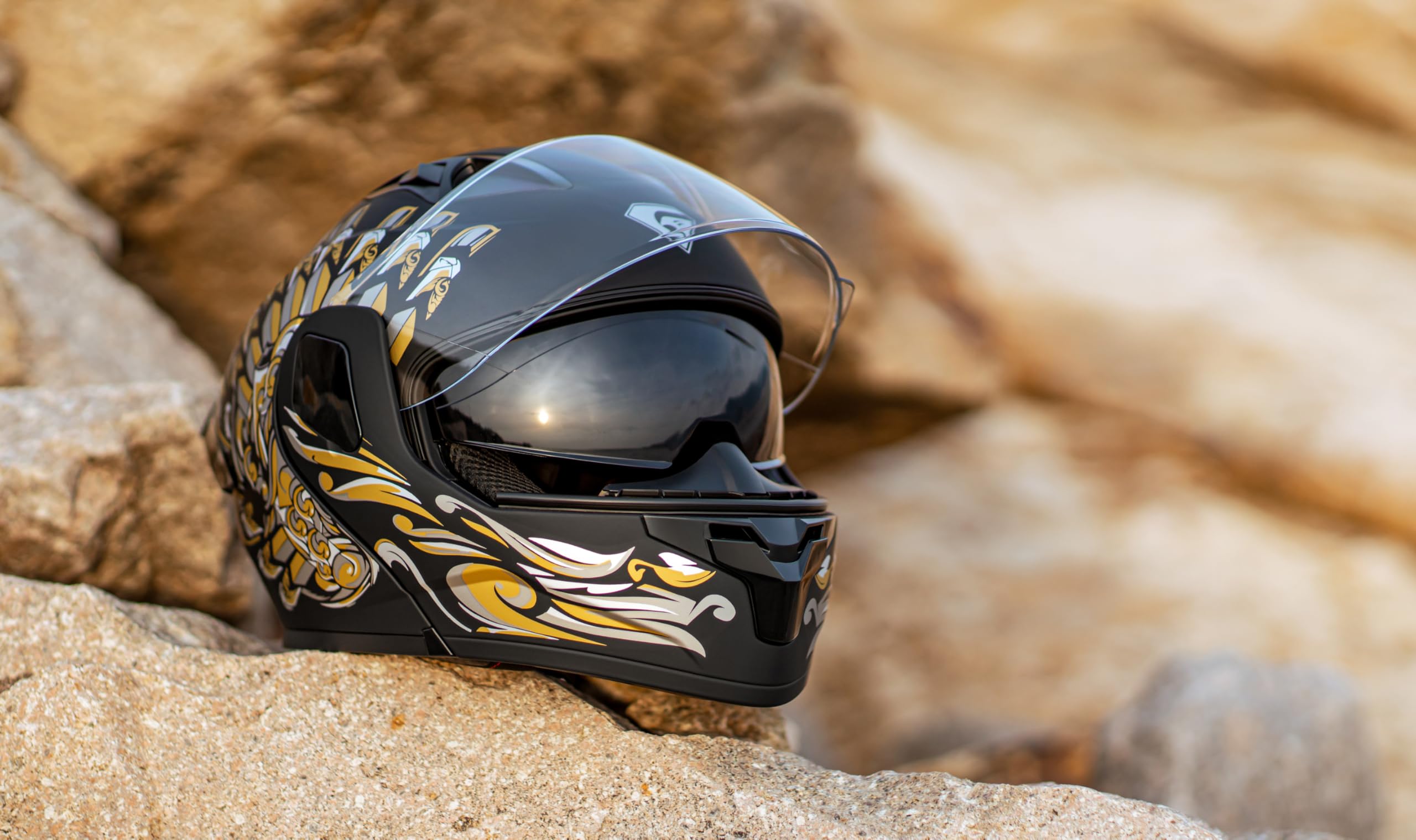 KYPARA Motorcycle Dual Visor Modular Full Face Helmet, XL, Multi-Color, DOT Certified, ABS Material