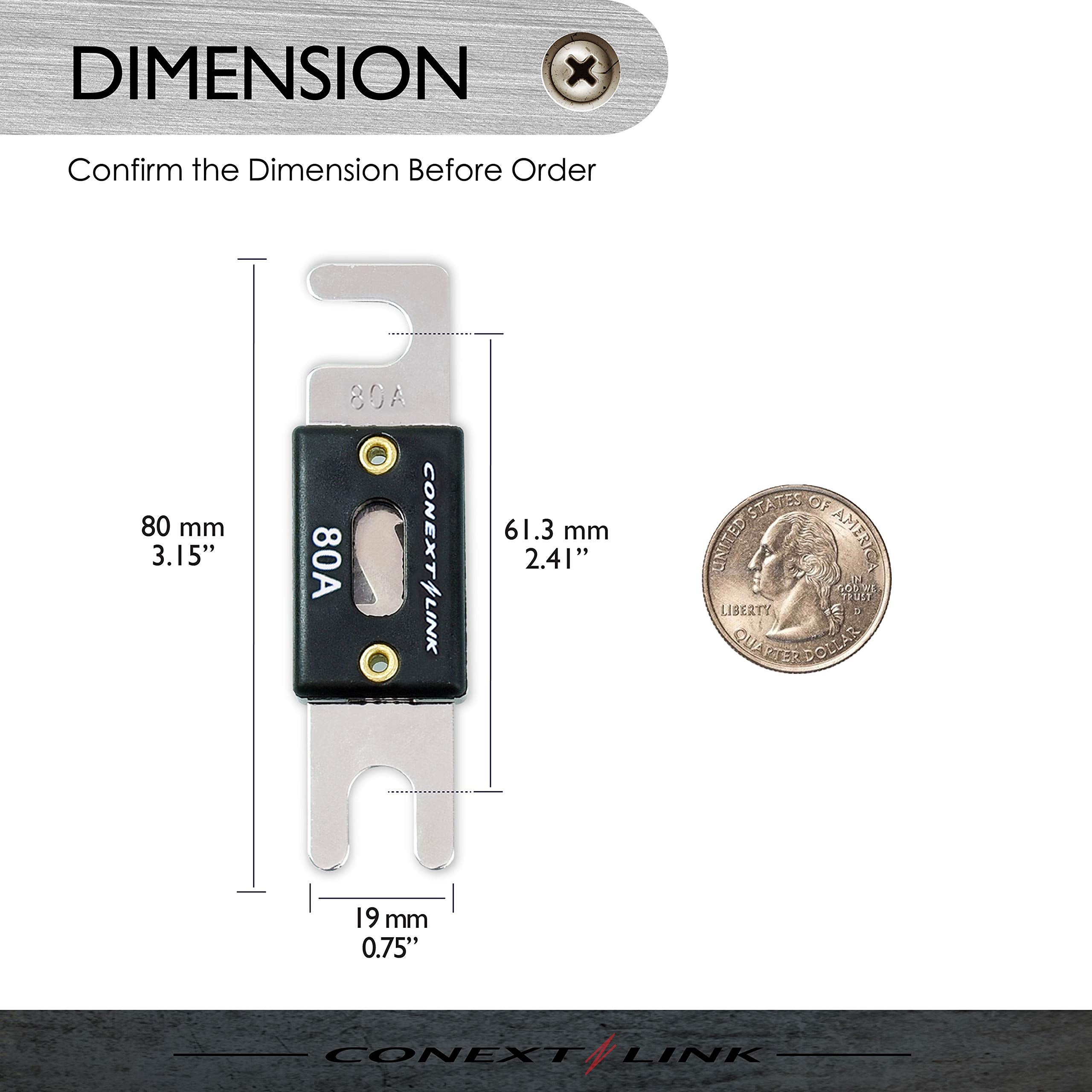 Conext Link Anl80-5 80 A Amp Anl Blade Fuse Nickel Plated 5 Pack (14020)