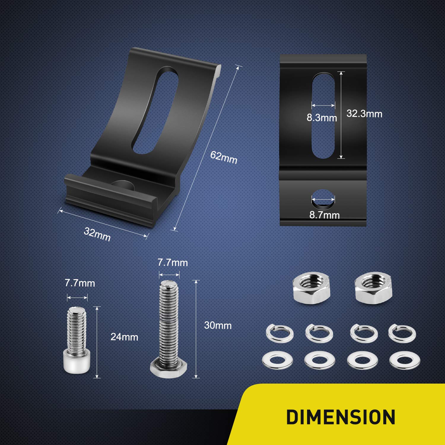 Nilight 2Pcs Base Mounting Brackets Universal Slide Bracket Kits For Led Light Bar, Model: 90035B