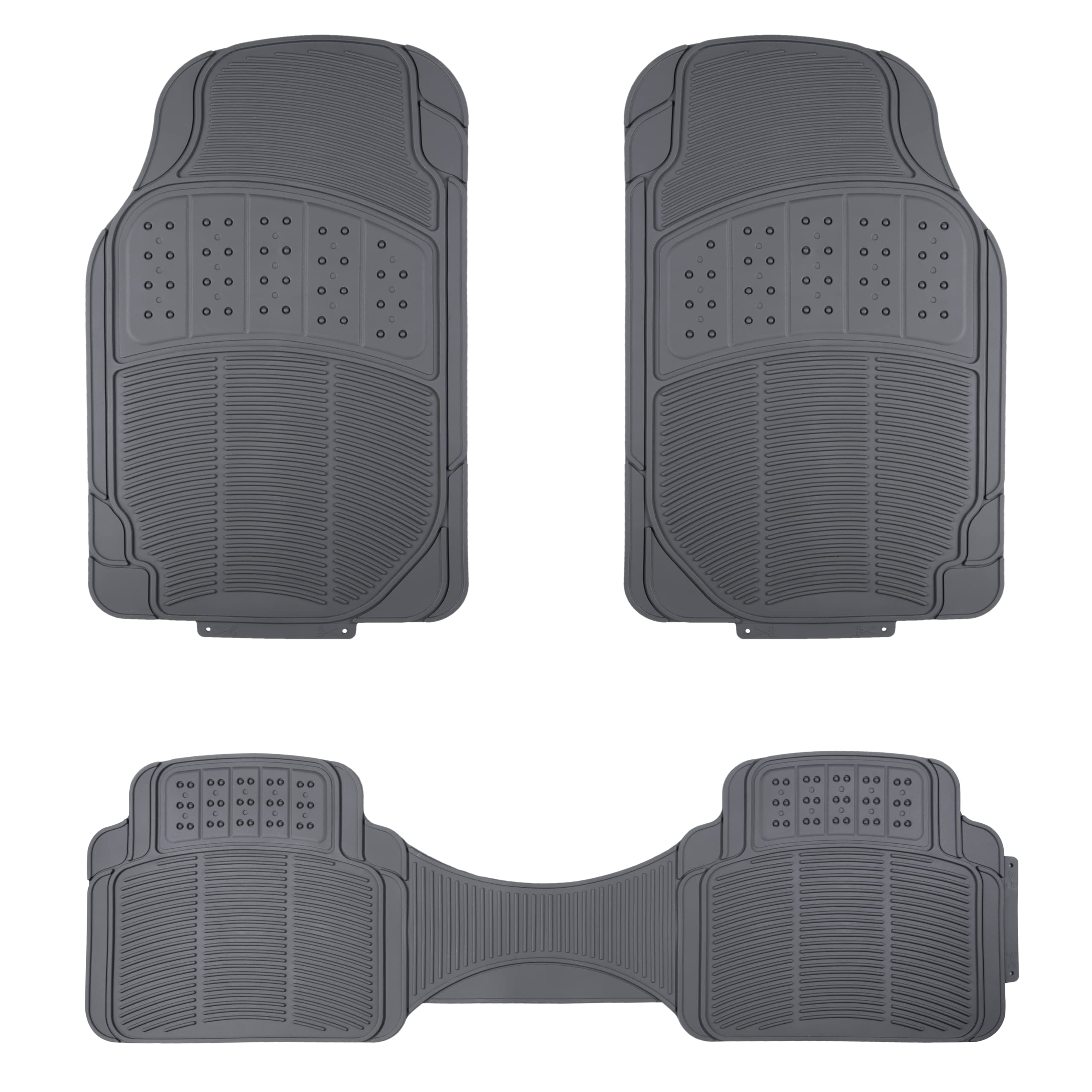 Amazon Basics Universal Pvc Faux Rubber Car Floor Mats, All Weather Protection, Waterproof Flexible Trim To Fit For 95% Automoti
