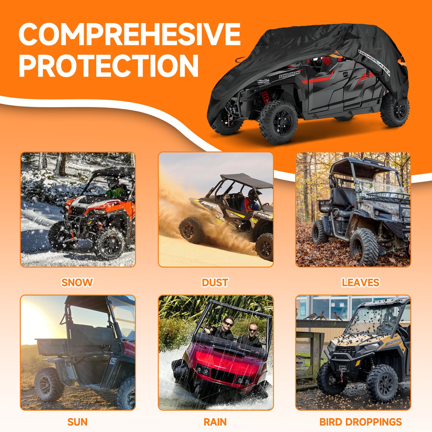 Neverland Utv Cover Waterproof Outdoor - Oxford Cloth Compatible With Polaris Ranger Rzr Yamaha Rhino Can-Am Commander Defender