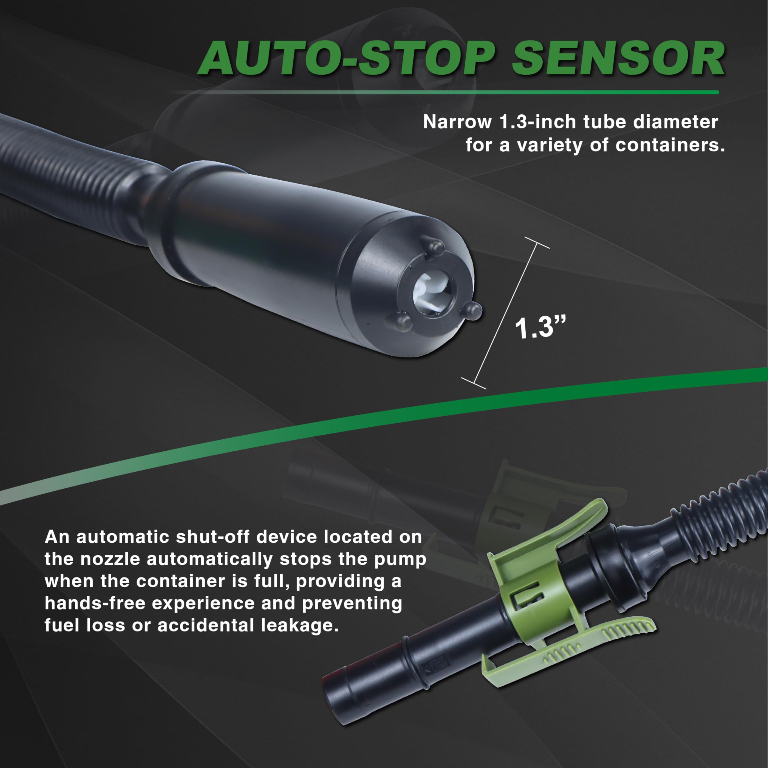 Aetleemo Automatic Fuel Transfer Pump, 2.4 GPM, Auto-Stop Sensor, Green, Model JMAD-002, for Gasoline, Diesel, Kerosene