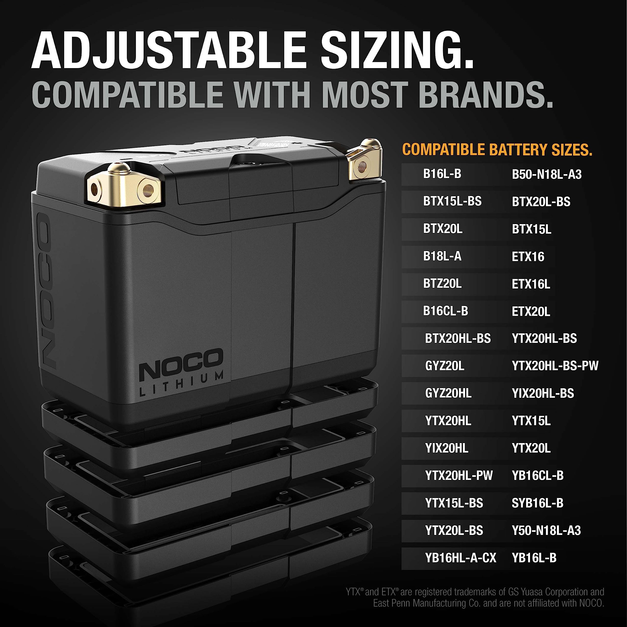 NOCO NLP20 Lithium Motorcycle Battery, 12V 7Ah, Black, Engineered Plastic, Ideal for ATV, UTV, Jet Ski, Lawn Mower, and More