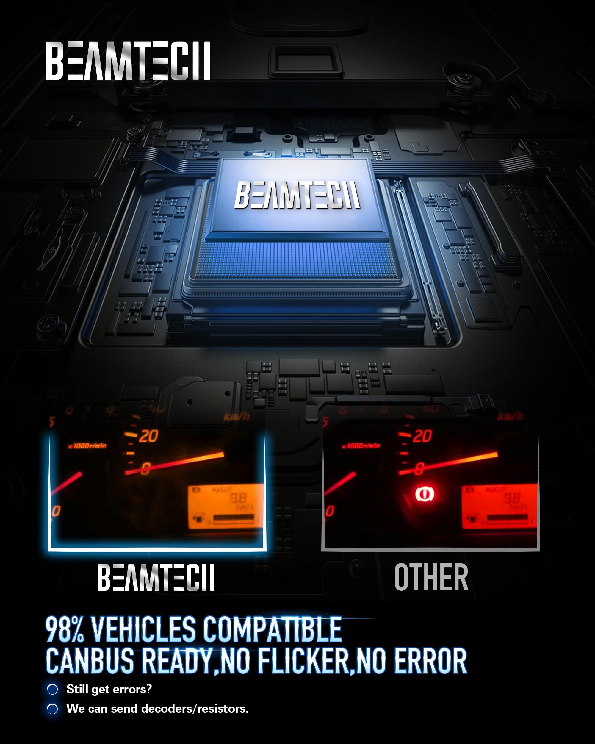 BEAMTECH H11 S1 Series Bulbs - 300% Brighter 6500K White Fog Lights, H8/H9 Compatible, Aluminum Construction, 2 Pack