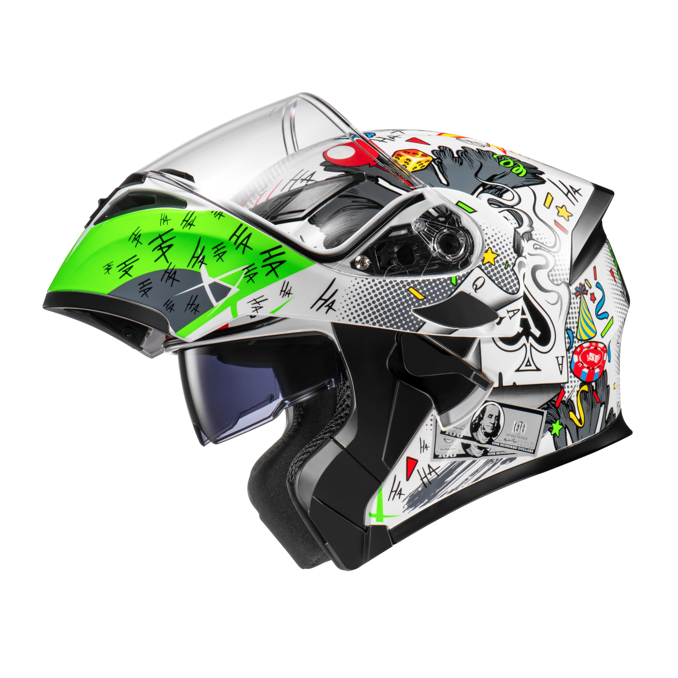 KYPARA Motorcycle Full Face Helmet, Modular Dual Visor, Medium Size, Multi-Color, DOT Certified, ABS Material