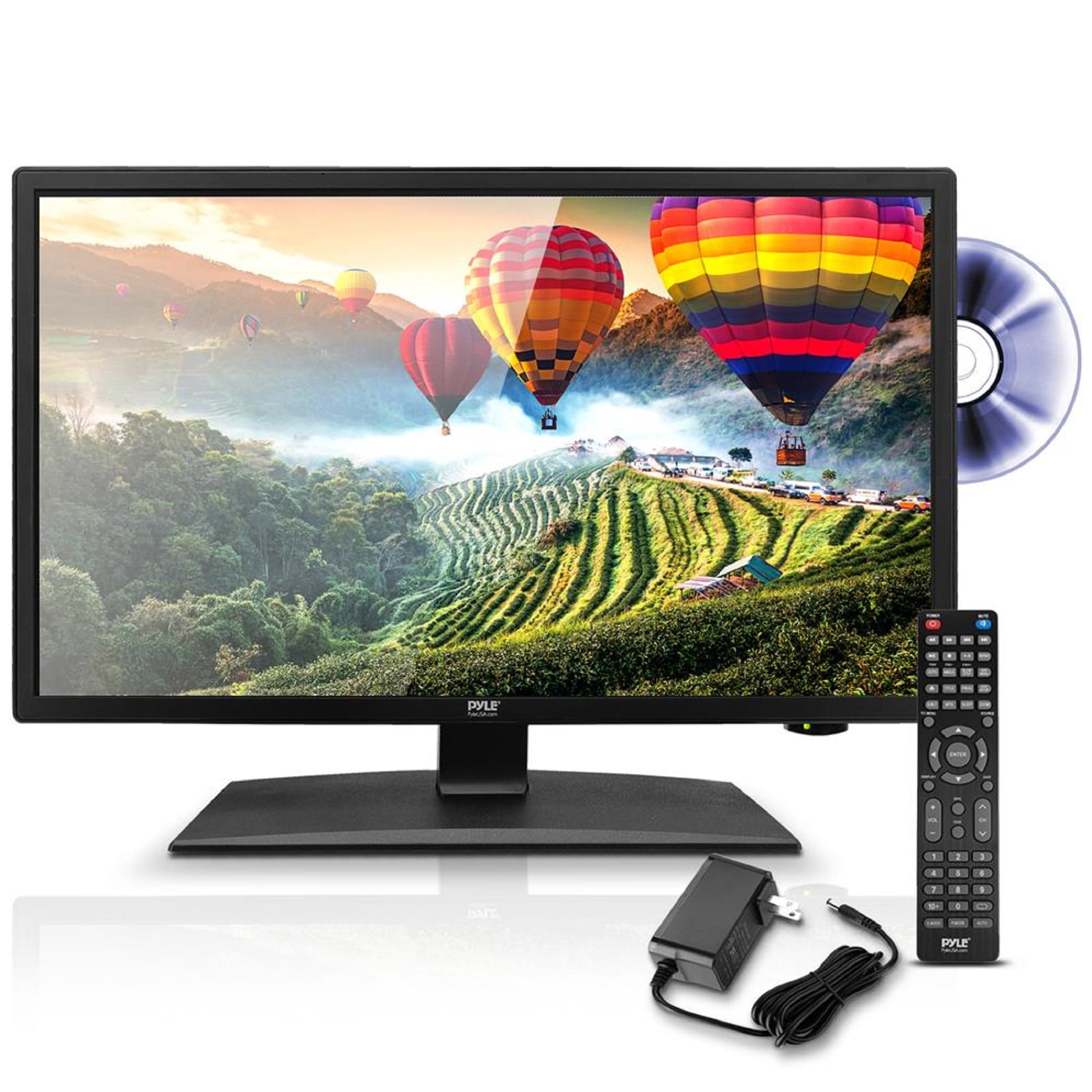 Pyle 21.5 Inch 1080p LED RV Television - Slim Flat Screen Monitor FHD Small TV w/HDMI, RCA, Multimedia Disk/DVD Combo, 12/24 Vol