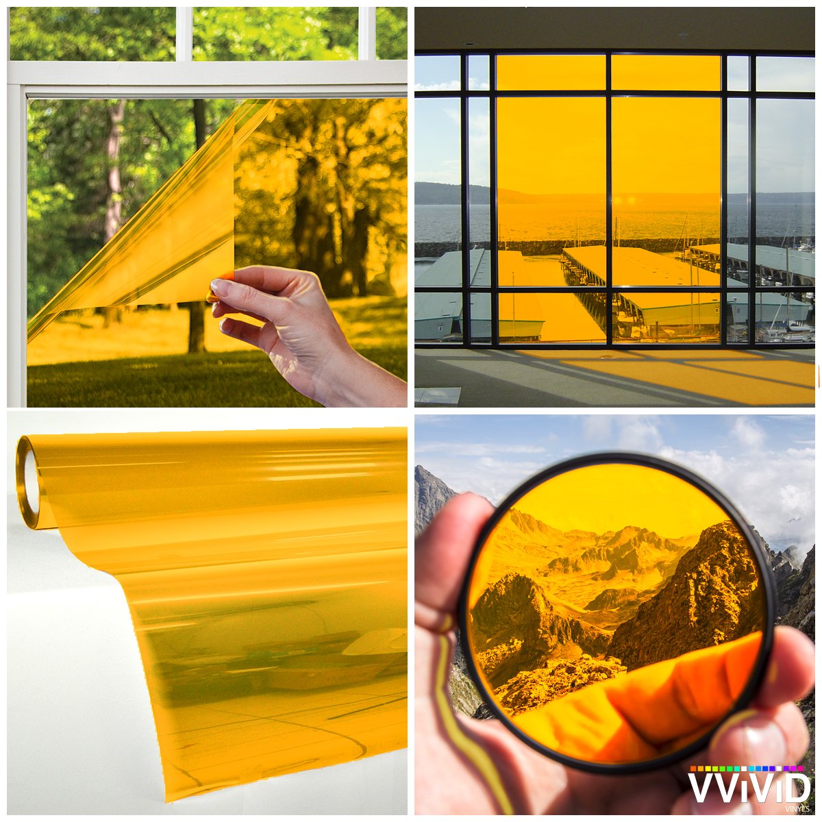 Vvivid Transparent Colorful Vinyl Window Tinting Sheets (1.49Ft X 5Ft, Yellow)