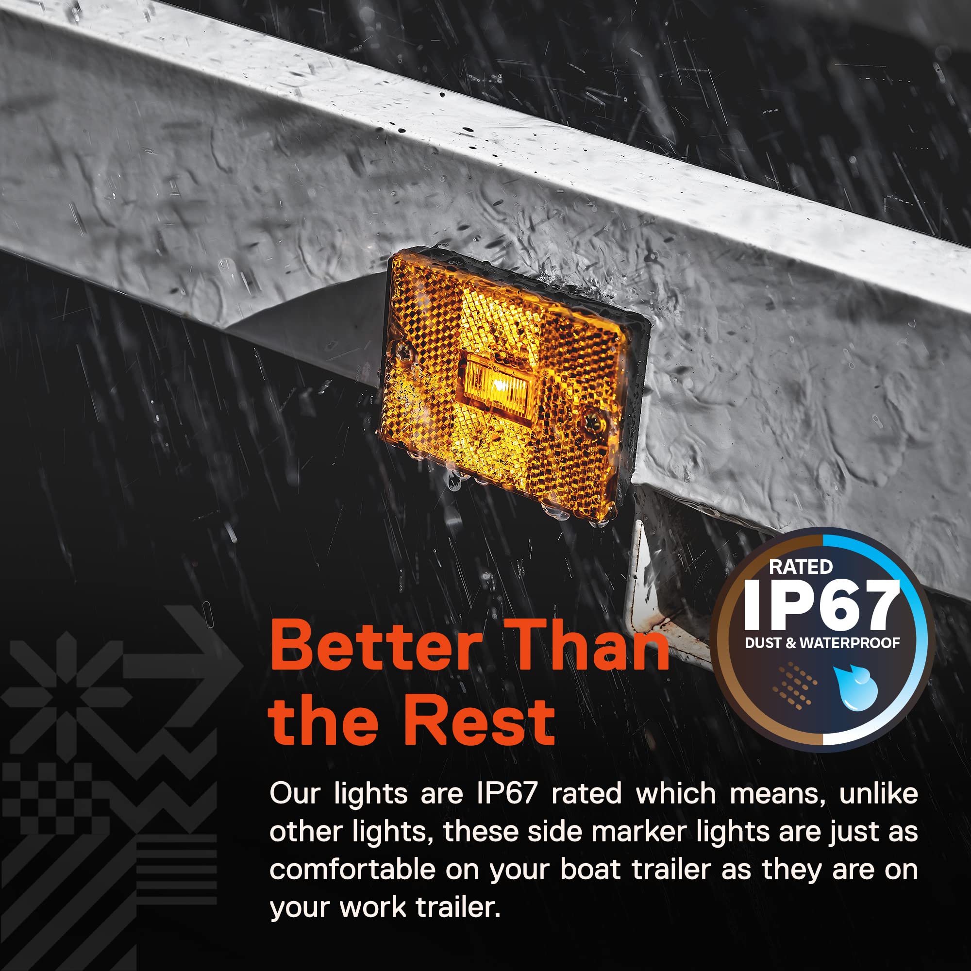 True Mods Amber Led Side Marker Light [Dot Certified] [Ip67 Waterproof] [ Integrated Reflector] For Utility Boat Trailers Over 80 Camper Rv Clearance Light