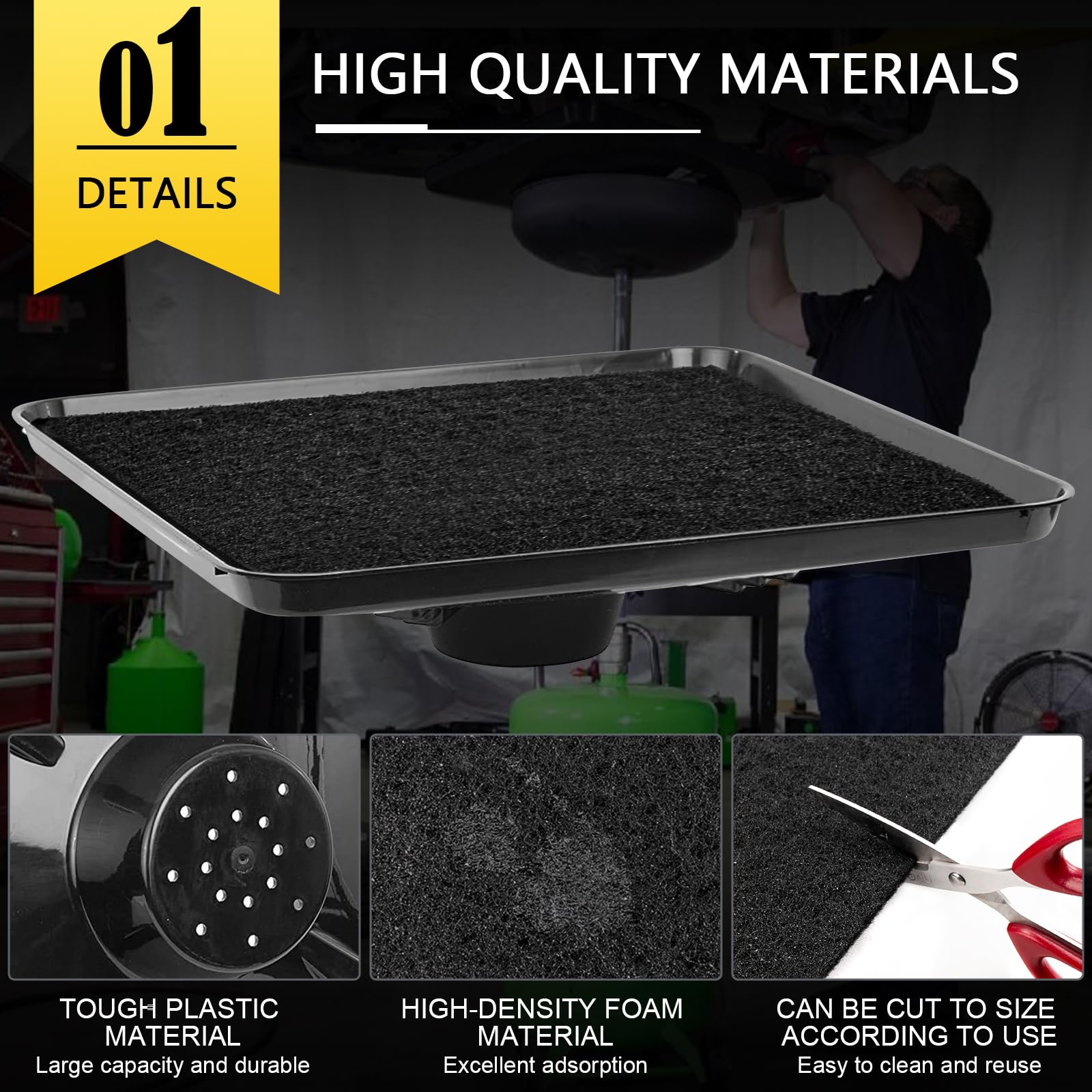 CHAR YONG 17892 Transmission Drain Pan - 22'' Oil Drain Splash Pad, Plastic, 1 Set, Large Fluid Catch Pan for Easy Cleanup