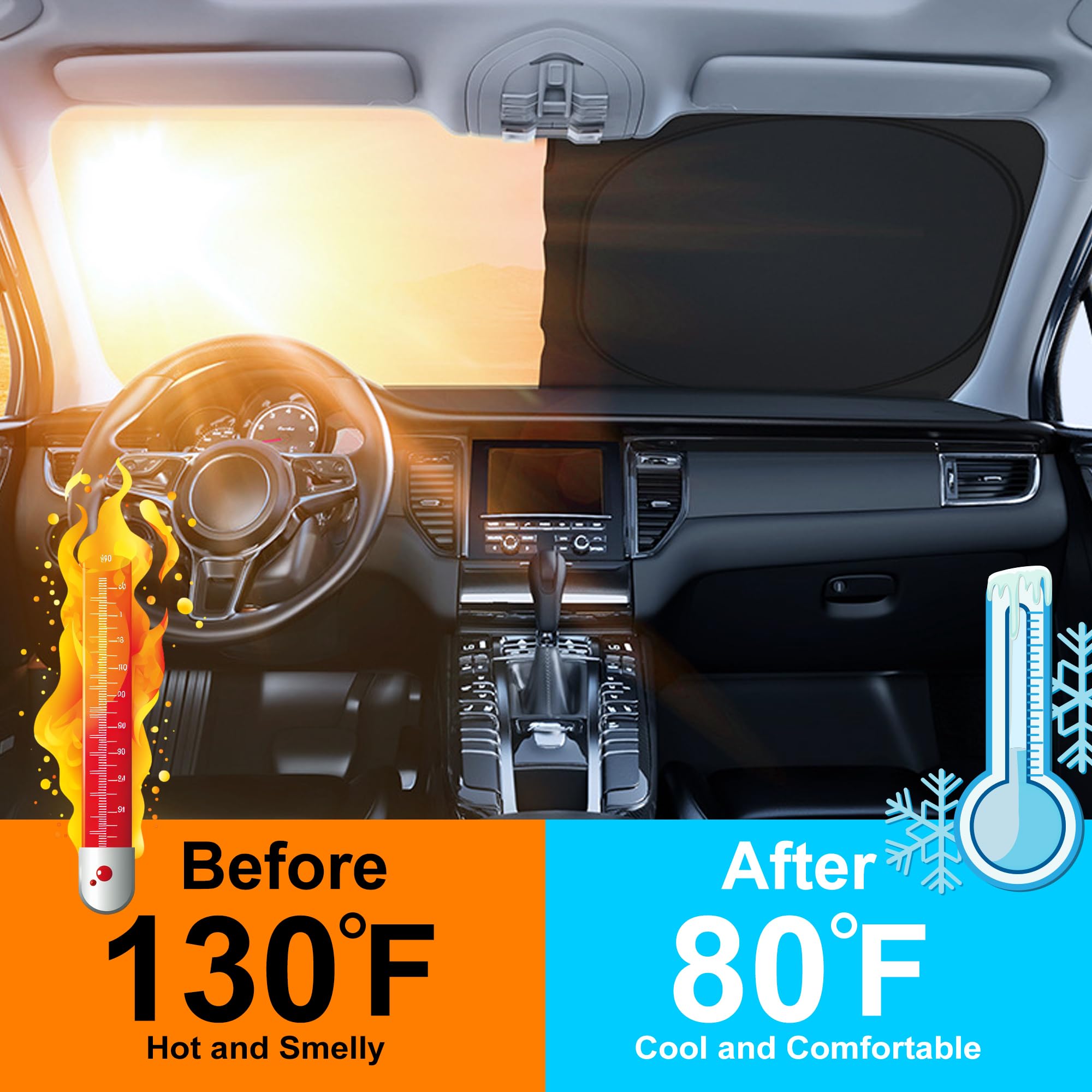 Windshield Sun Shade Custom Fit For 2021 2022 2023 2024 2025 Genesis Gv80 Accessories Foldable Sunshade Sun Blocker Protect Car