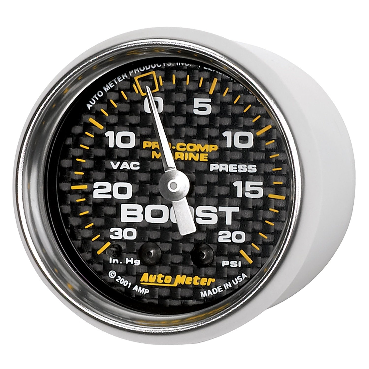 Autometer Gauge, Vac/Boost, 2 1/16', 30Inhg-20Psi, Mechanical, Marine Carbon Fiber (200774-40),Multi
