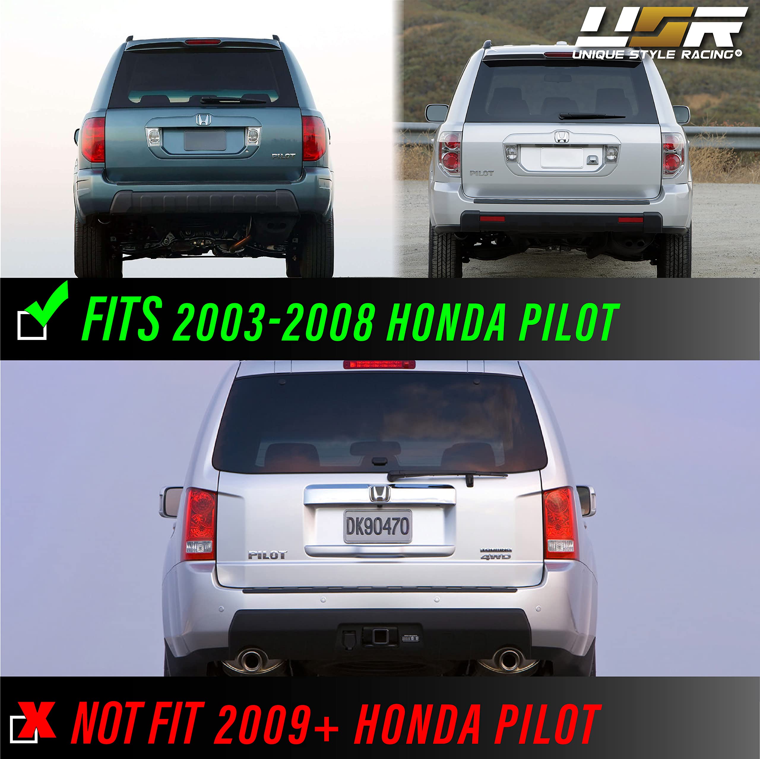 Usr Depo 03-08 Honda Pilot Tail Lights - Facelift Jdm Style Black Housing Light Shade Of Smoke Lens Rear Tail Lamps Set (Left + Right) Compatible With 2003-2008 Honda Pilot Suv