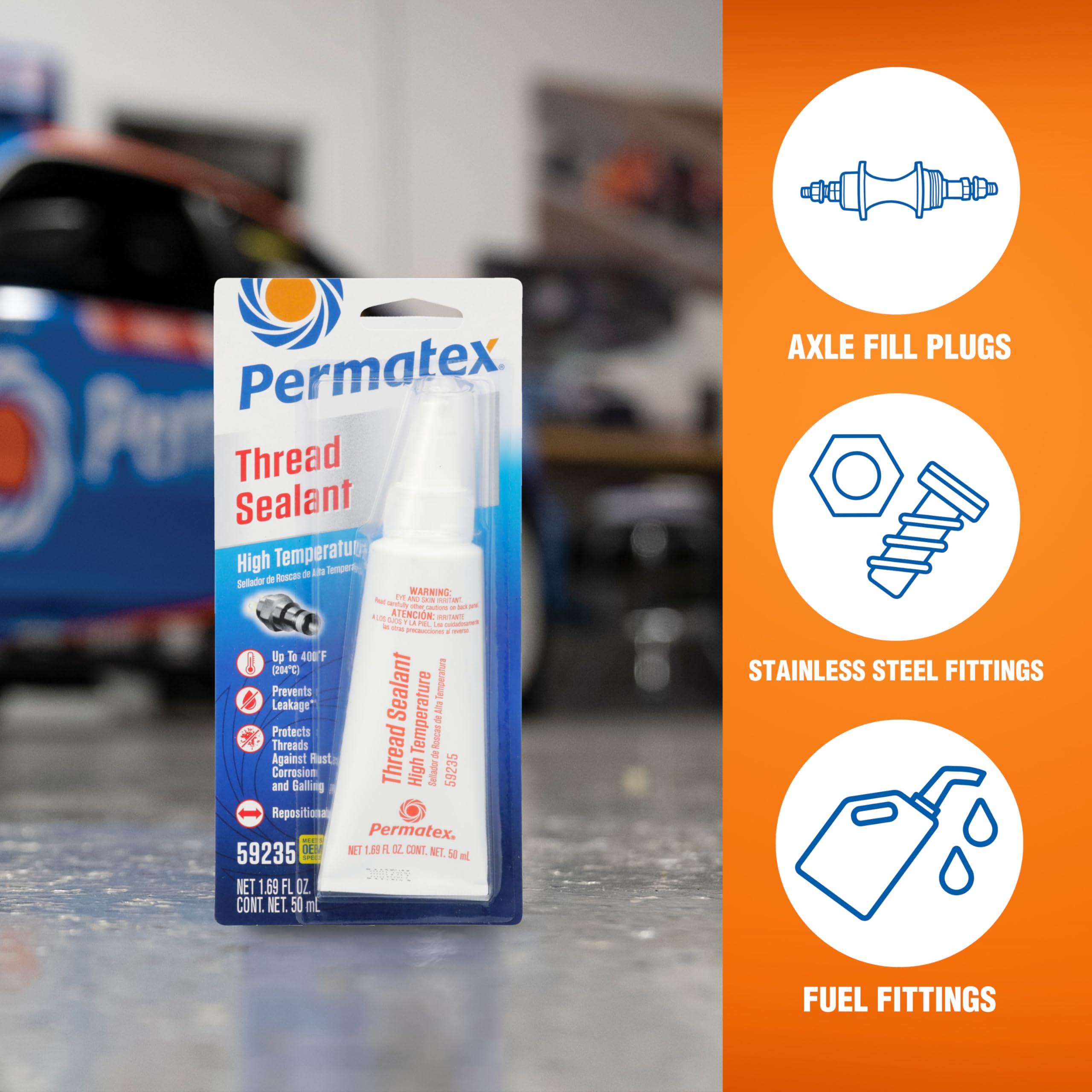 Permatex 59235 High Temperature Thread Sealant, 50 Ml Tube , White