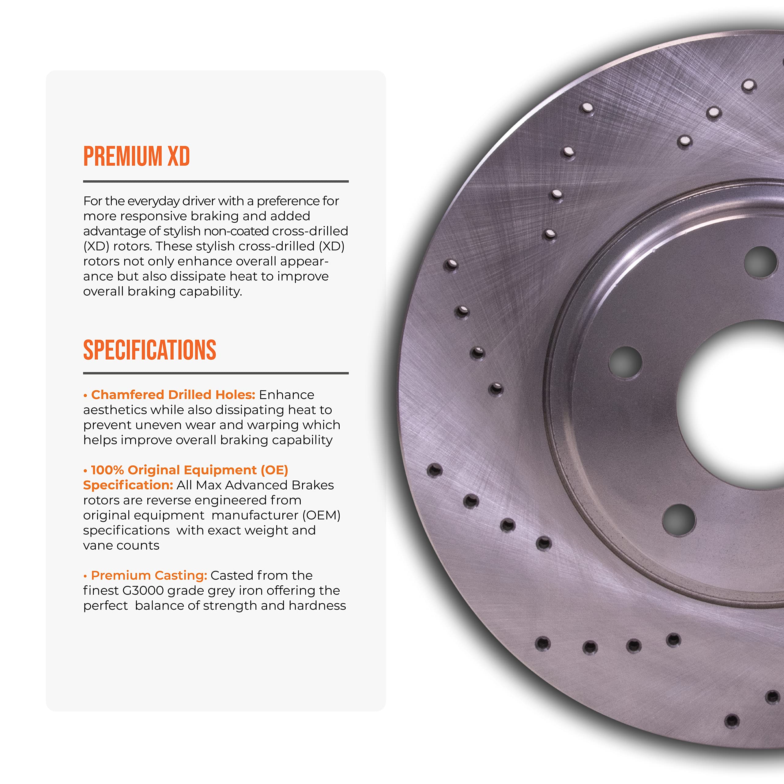 Max Advanced Brakes Front & Rear Brake Kit For 2012 2013 2014 2015 2016 2017 2018 2019 2020 Ford F150 6 Lug W/Mpb Replacement Cross Drilled Disc Brake Rotors And Ceramic Brake Pads