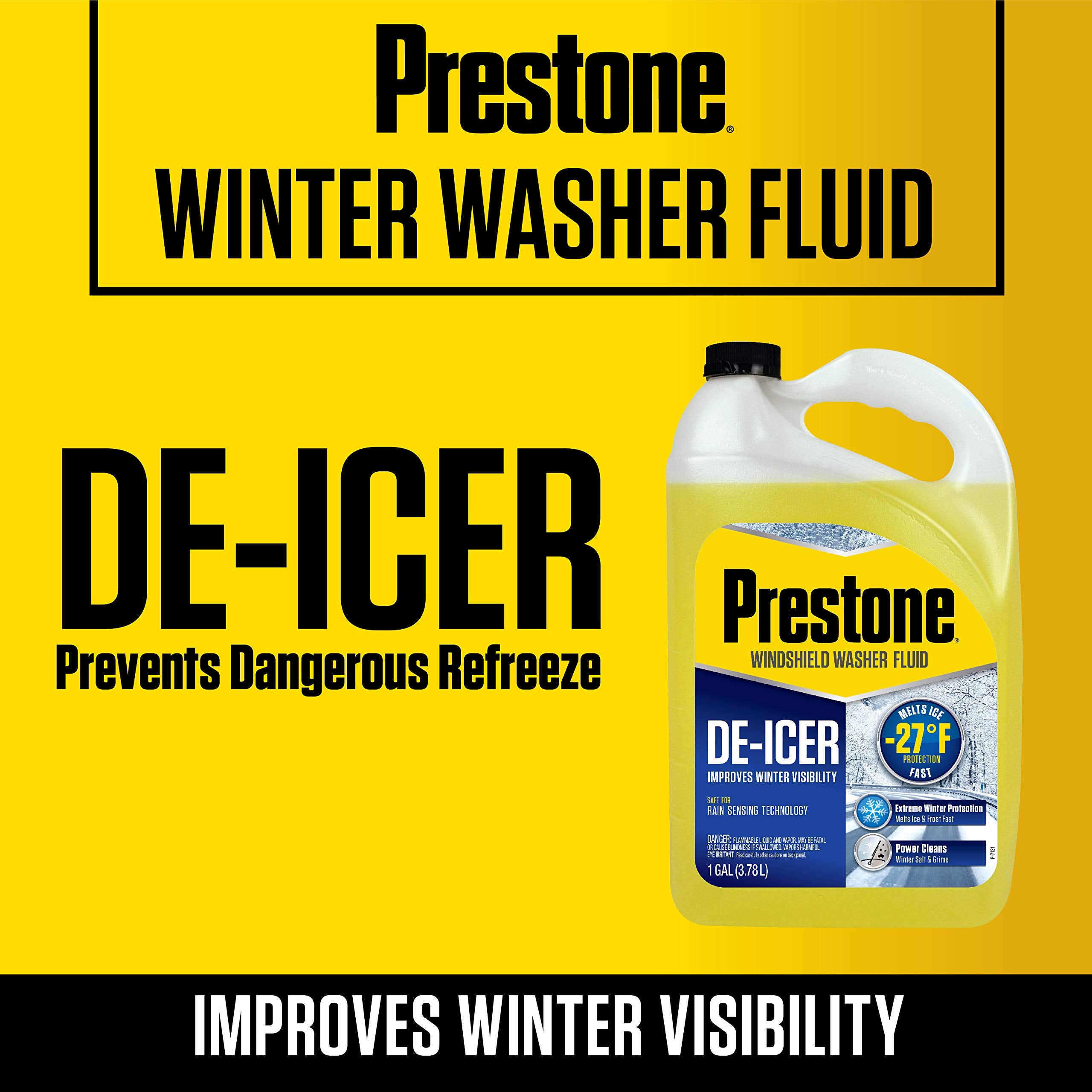 Prestone De-Icer Windshield Washer Fluid - 1 Gallon, Pack of 6, AS250-6PK
