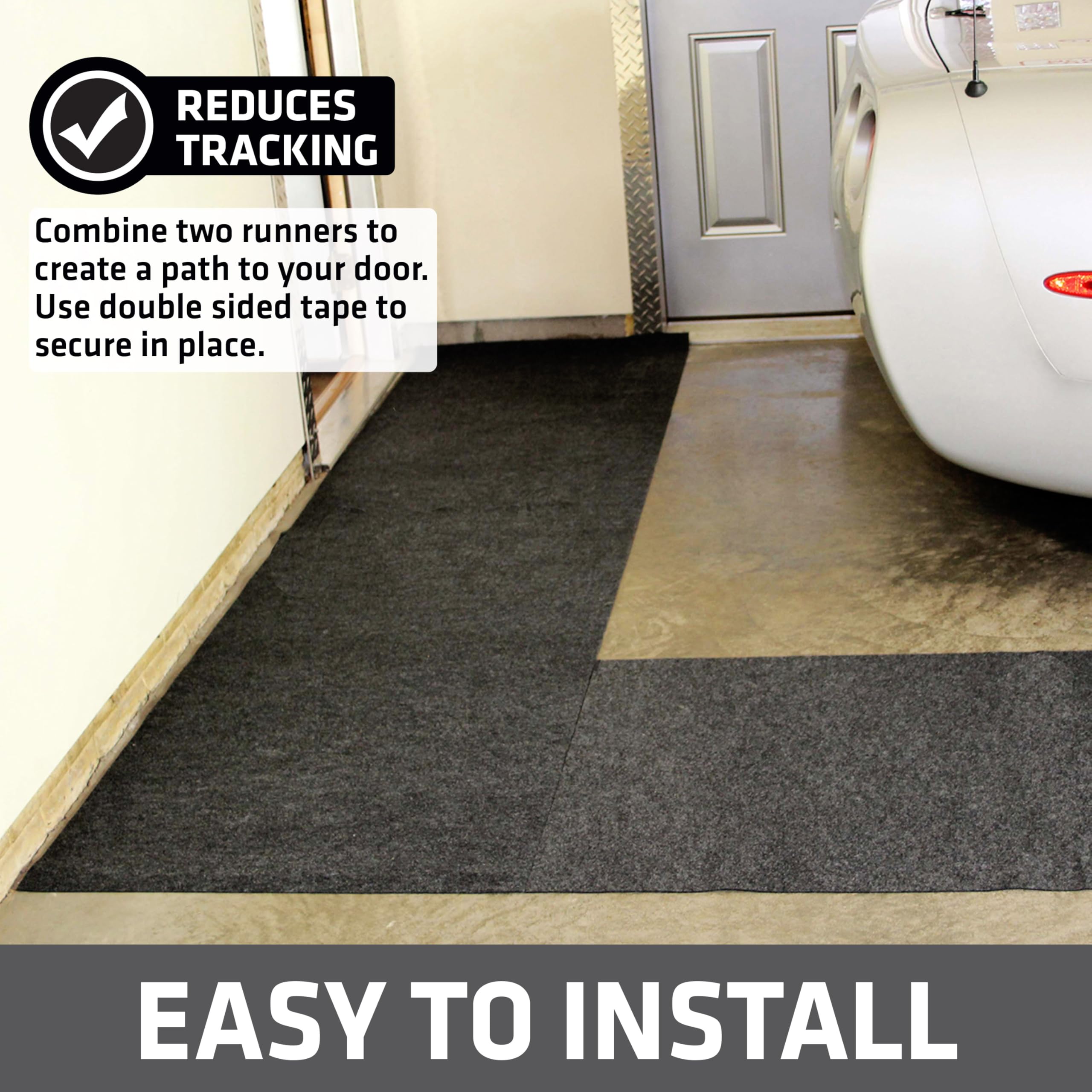 Drymate Garage Floor Runner Mat, (18' X 2'6''), Protects Surfaces, Absorbent, Waterproof, Slip-Resistant, Quick Dry Carpet Fabri