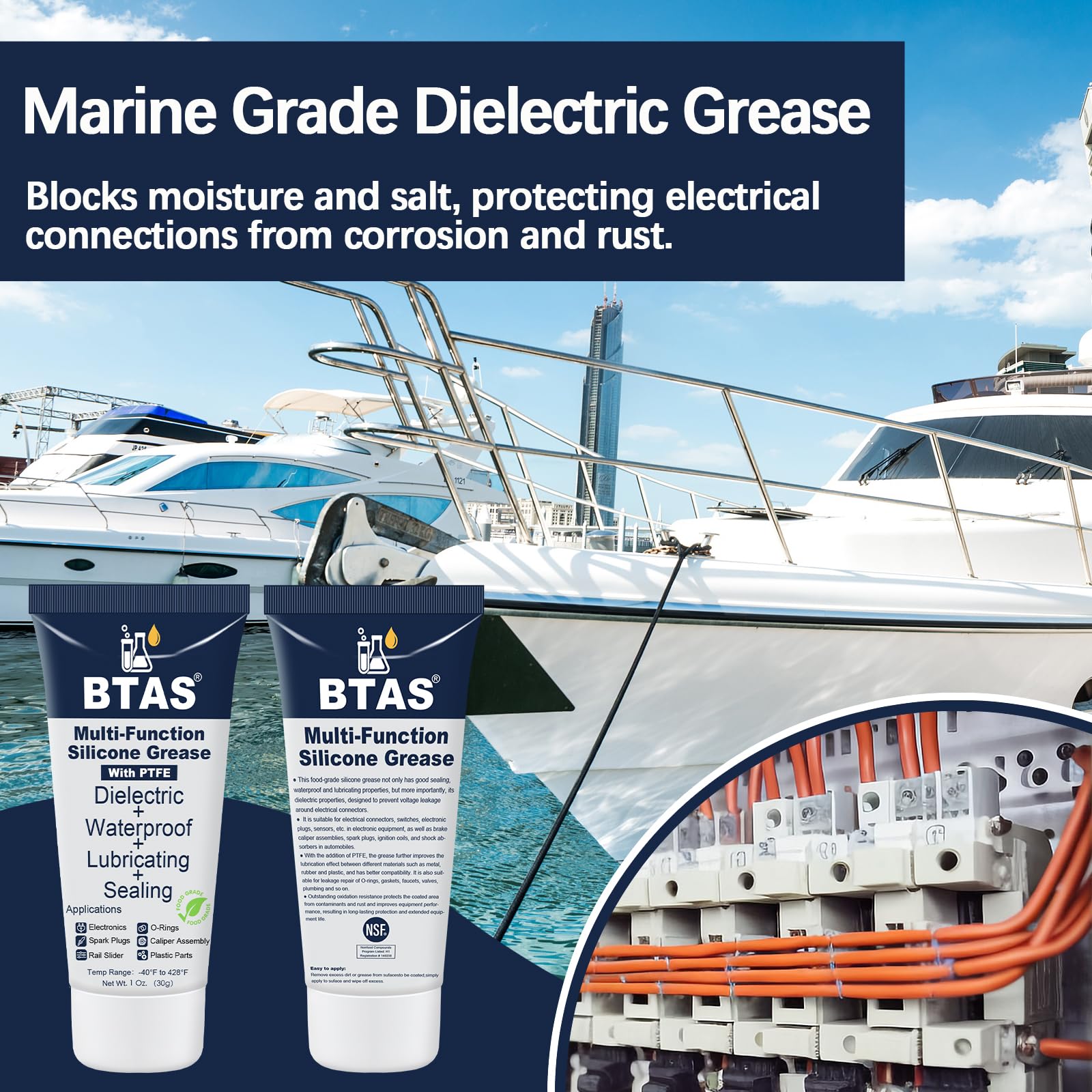 BTAS Dielectric Grease for Electrical Connectors Automotive Spark Plug Boot Battery Terminal Marine Dialectical Electronics Wiri