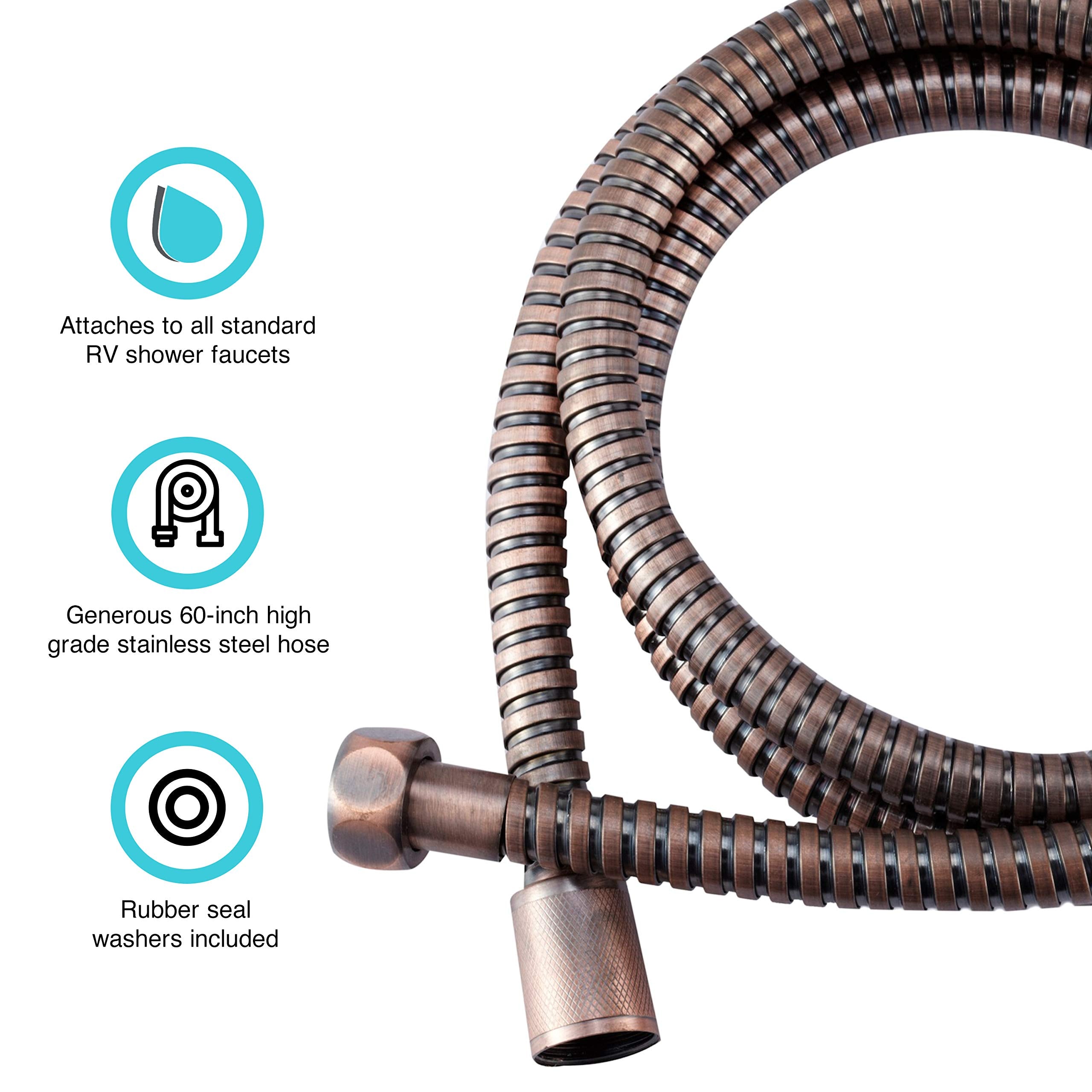 Dura Faucet Df-Sa200-Orb Rv 60-Inch Flexible Stainless Steel Handheld Shower Head Hose (Oil Rubbed Bronze)