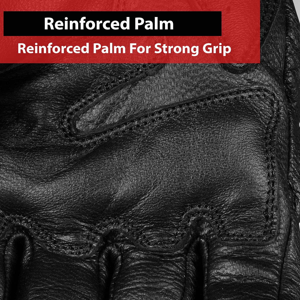 Jackets 4 Bikes Men'S Vintage Goatskin Leather Motorcycle Gloves Gel Padded Cruiser Street Riding Protective Racing Powersports M