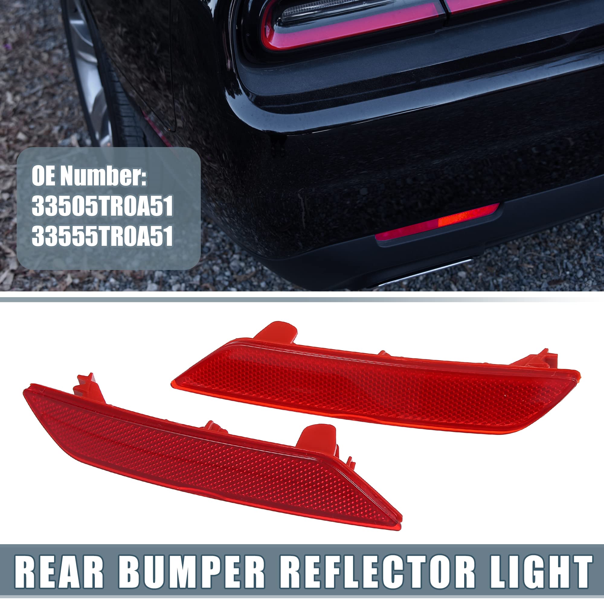 A Absopro Rear Bumper Reflector Light 33505Tr0A51 For Honda Civic 2013-2015 Left Right Side Red 1 Pair