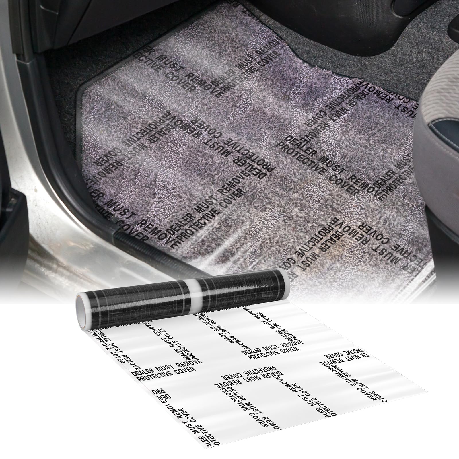 Nuanchu 4 Mil Auto Adhesive Plastic Floor Mat 24 x 200 Car Care Products Carpet Protector Film Roll Sticky Car Floor Mats Perfo
