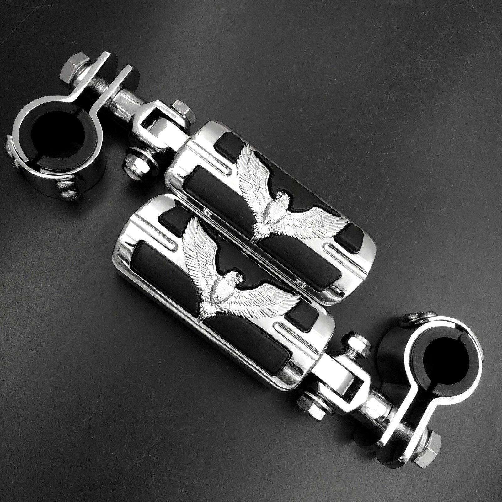 XKH- Eagle Hawk Shape 1'' 1-1/4'' Highway Stiletto 4475 Foot Pegs Clamps Compatible with Honda GoldWing GL1800 1500 1100 1200 Ch