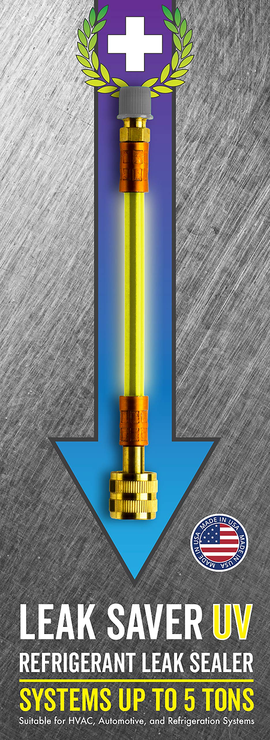 Leak Saver Direct Inject UV  Refrigerant Leak Sealer with Added UV Dye to Detect Large Leaks  for AC, Refrigeration, and Autom