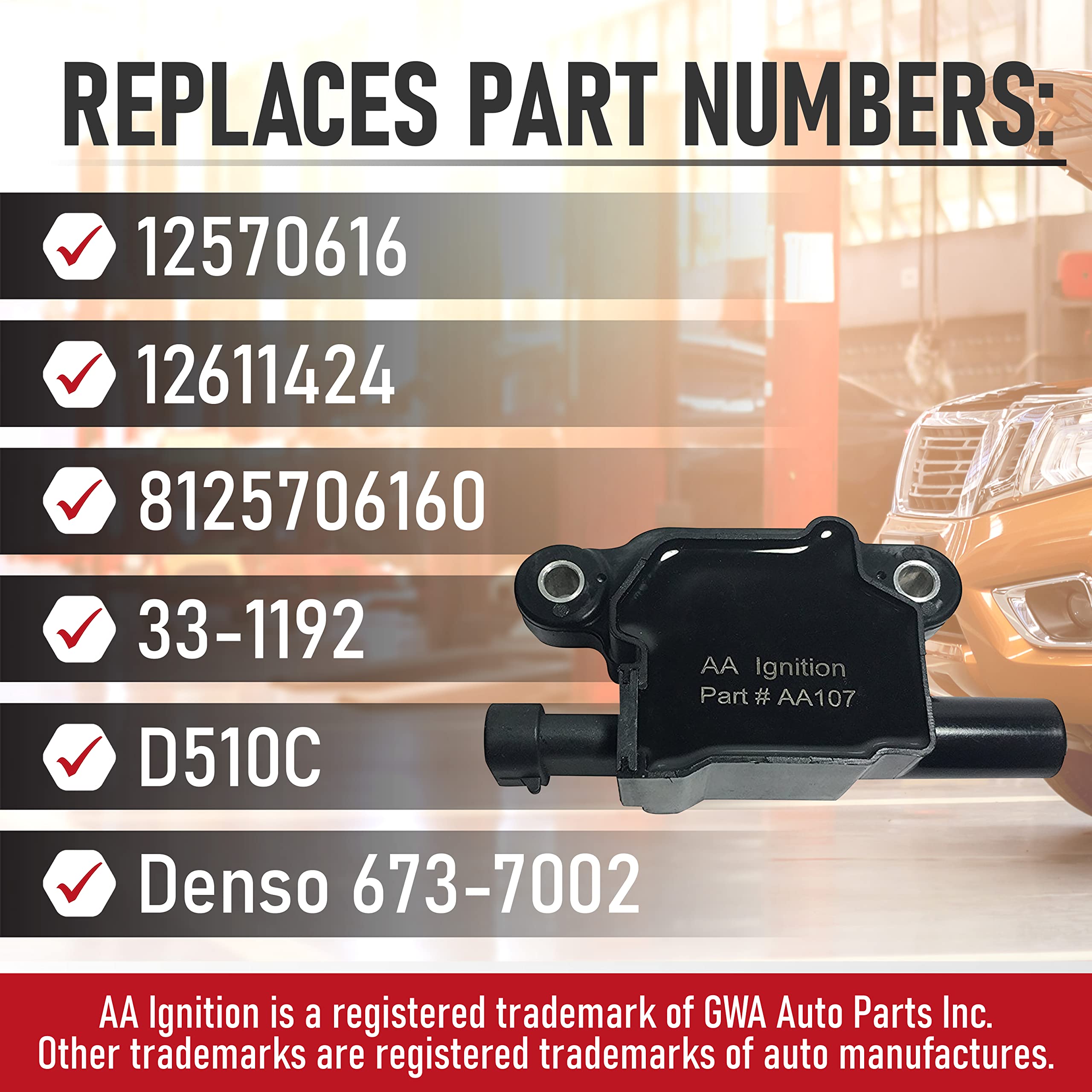 Ignition Coil Pack - Replaces 12570616, D510C - Compatible With Chevrolet, Gmc, Cadillac 5.3L, 6.0L V8 & More - G8, Grand Prix,