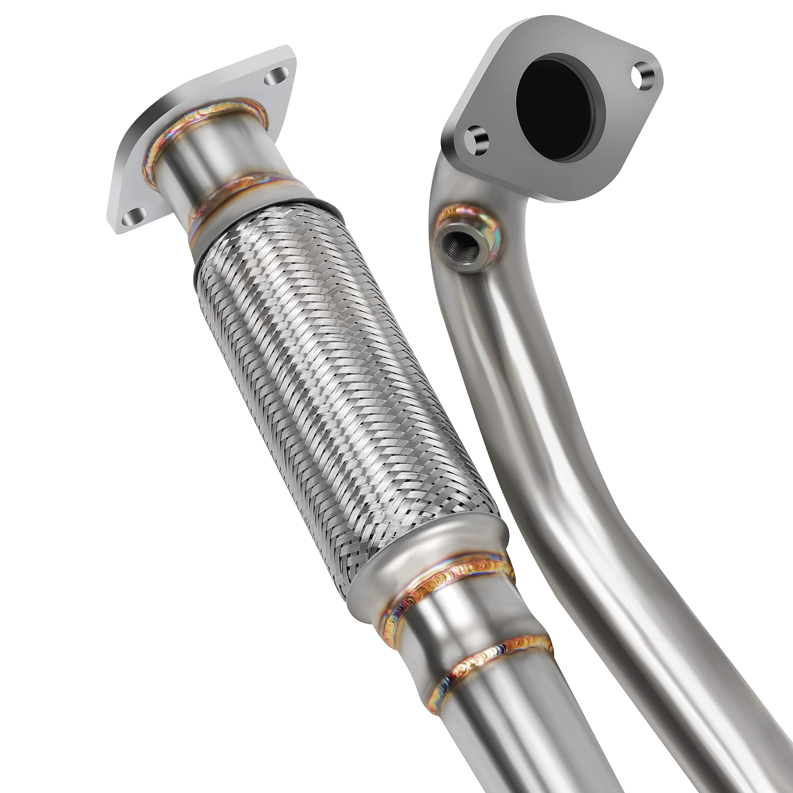 JY PERFORMANCE T304 Stainless Steel Exhaust Flex Y Pipe (2PCS) for 2009-2017 Enclave, Traverse, Acadia, Outlook - Silver, Model DAC793