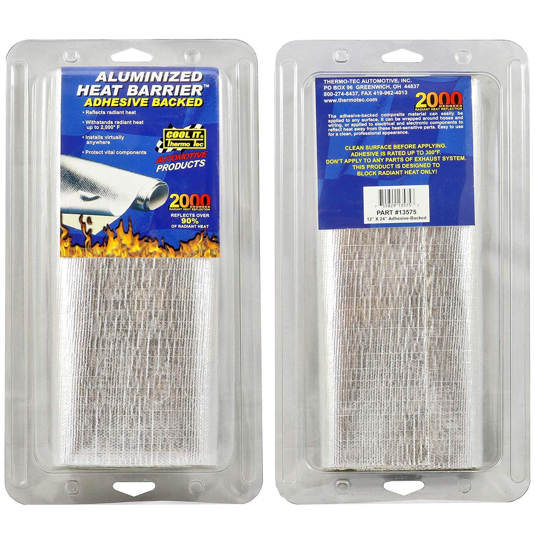 Thermo-Tec 13500 Adhesive Backed Aluminized Heat Barrier, 12' X 12' (Pack Of 2): Total 2 Feet (13575)