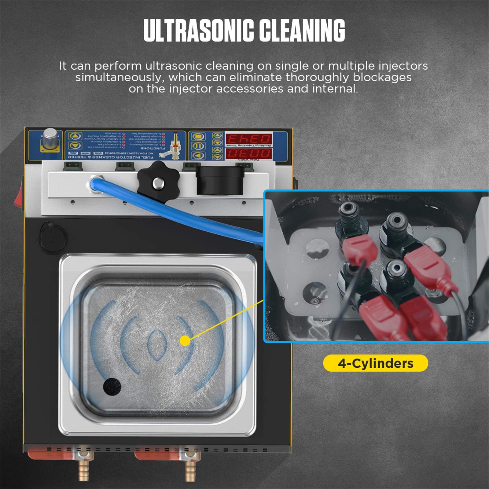 AUTOOL Ultrasonic Injector Cleaner Kit for 4 Cylinder Motorcycles - Petrol Injection Tester