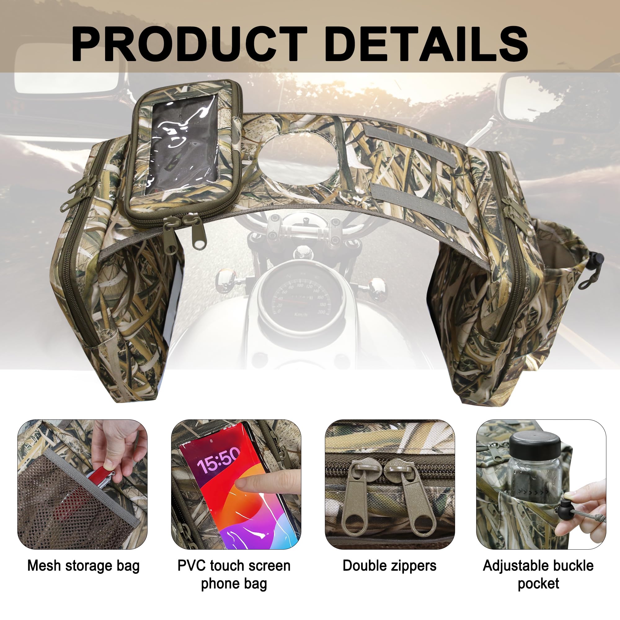 MYDAYS ATV Saddle Bag, Cargo Tank Storage Luggage, Polyester, Camo2, Model MWX052-Camo2