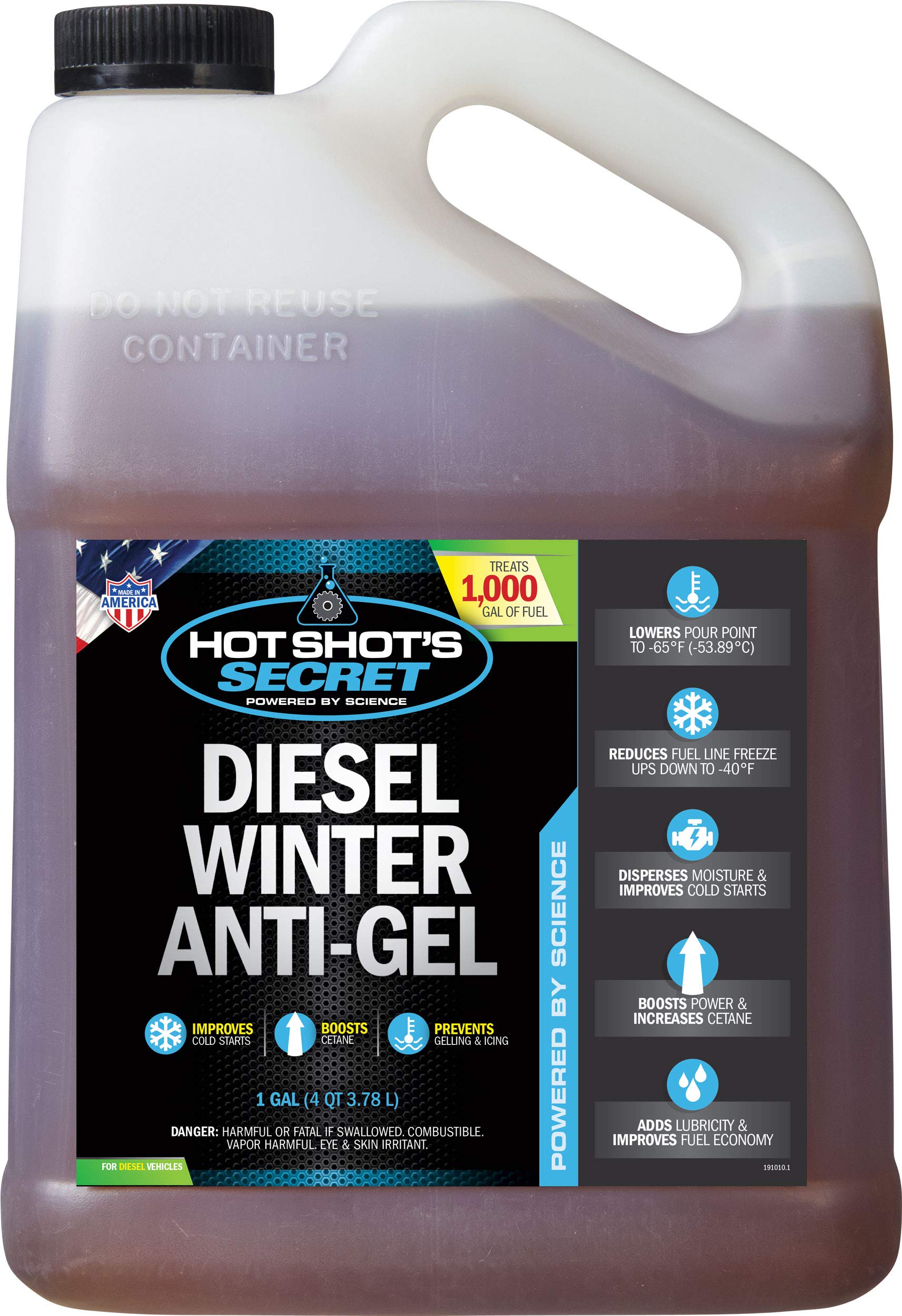 Hot Shot's Secret Diesel Winter Anti-Gel 1 Gallon, Amber - Model P403301G, Essential Additive for Cold Weather Performance