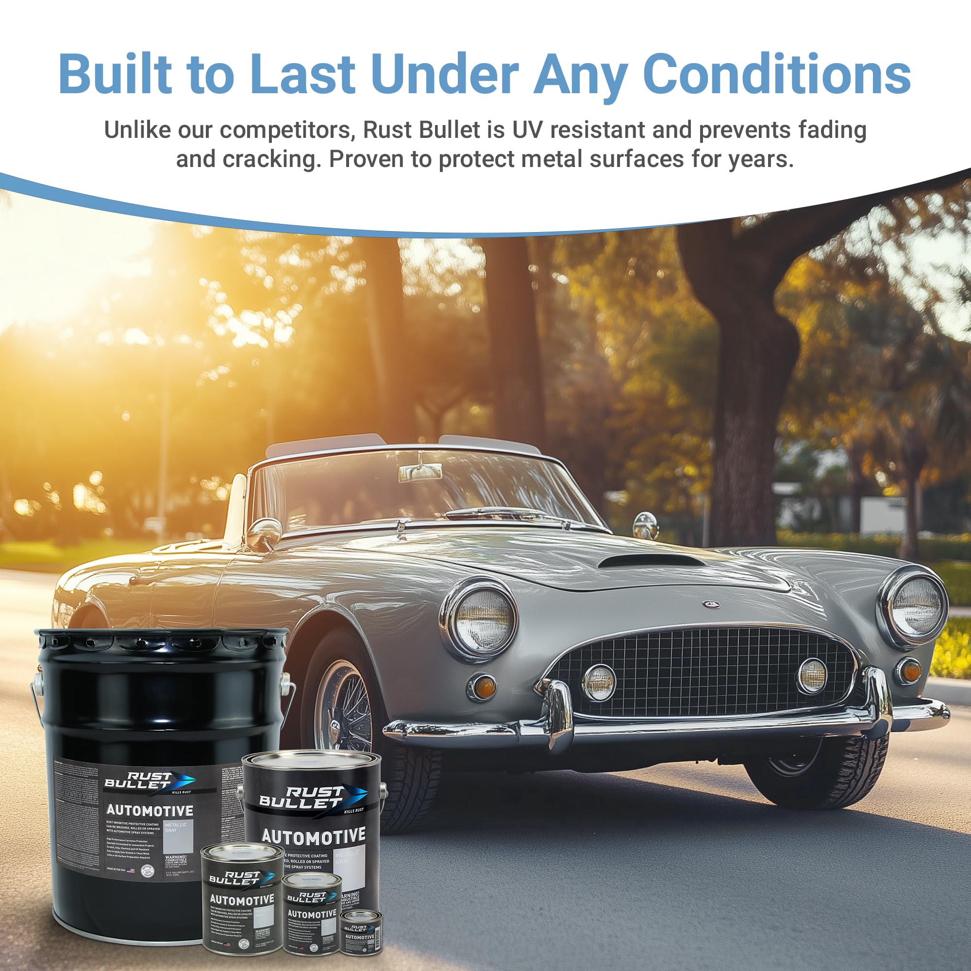 Rust Bullet Automotive - Metallic Gray - 5 Gallon - Rust Inhibitor & Protective Coating For Cars, Trucks, & Metal Surfaces, Uv R
