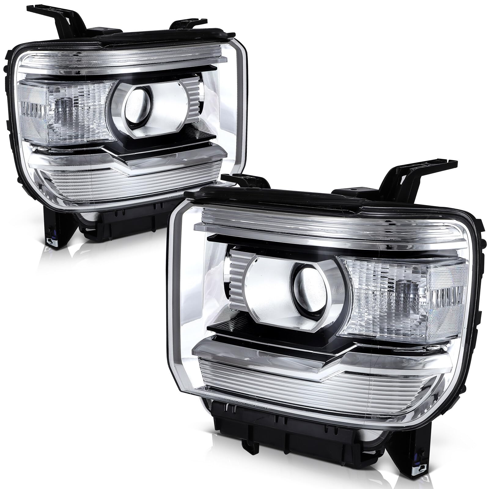 SCITOO Headlight Assembly Fits For 2014-2015 for GMC Sierra 1500 2015-2019 for GMC Sierra 2500 HD 3500 HD Headlights Driver and 