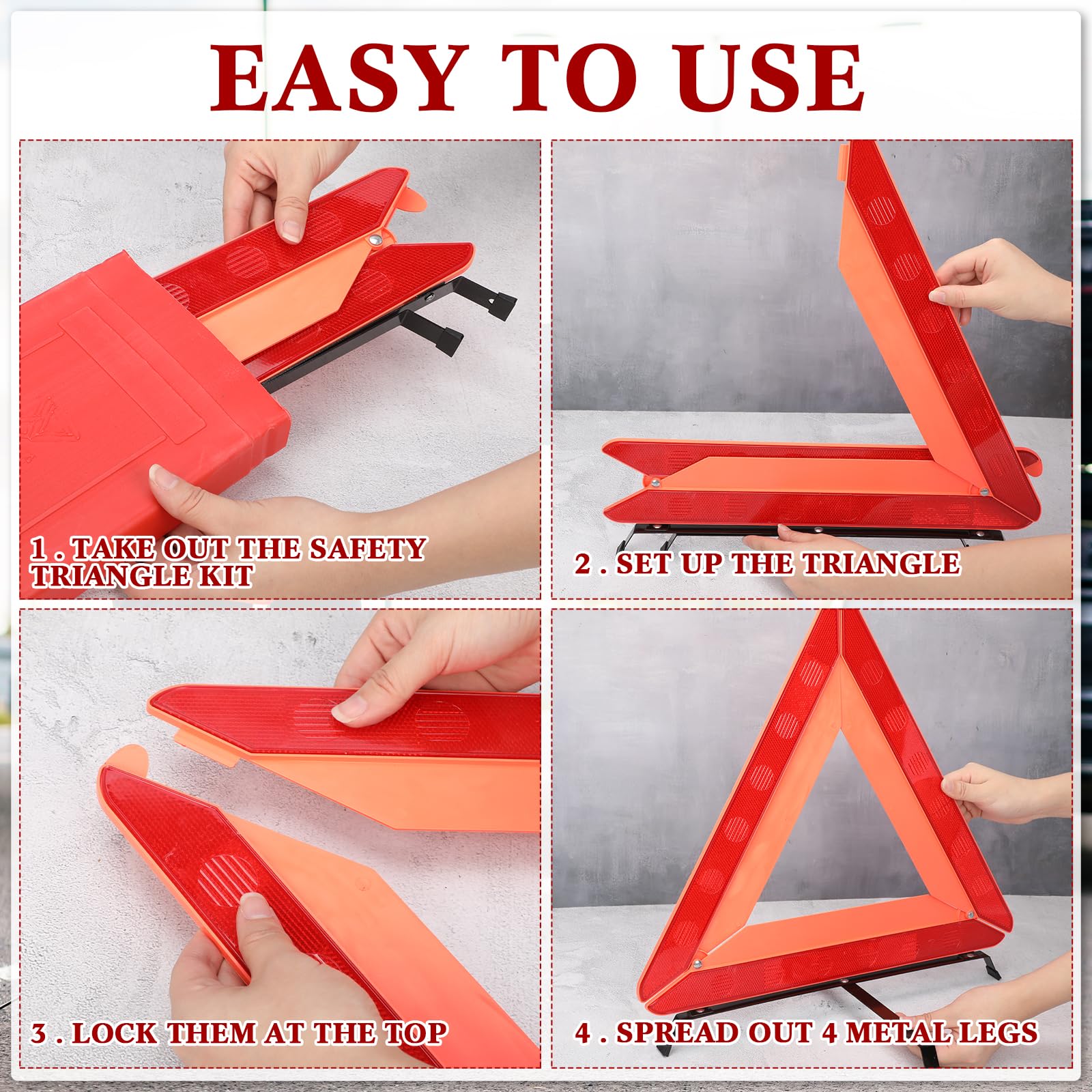 Kanayu Warning Triangles for Vehicles Safety Triangles Foldable Roadside Emergency Kit Emergency Triangle Reflective Triangles w