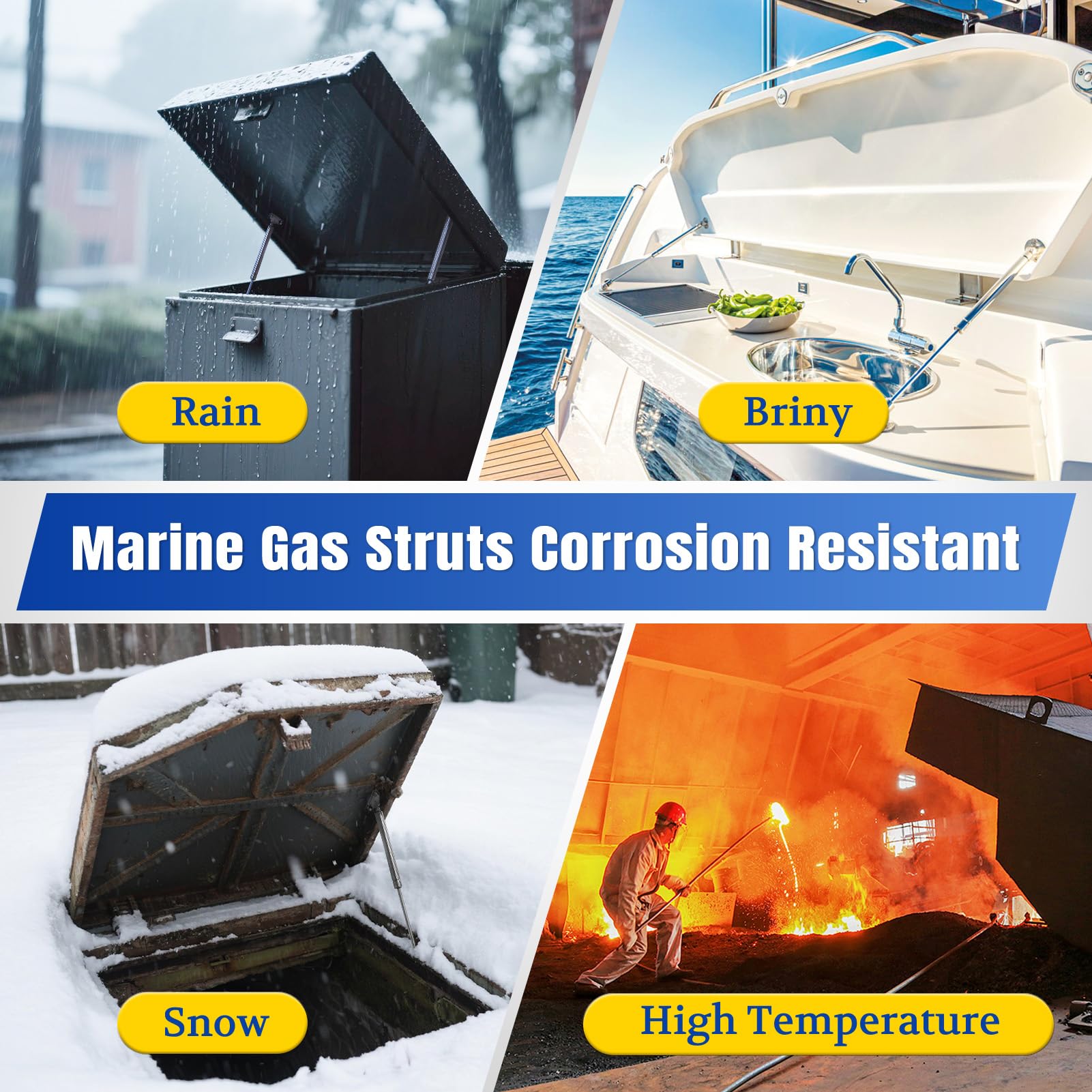ARANA 20 Stainless Steel Gas Struts - 150lb Lift Support for Heavy Duty Boat Hatch, RV Bed, Truck Tonneau Cover, Murphy Bed - 2 Pack