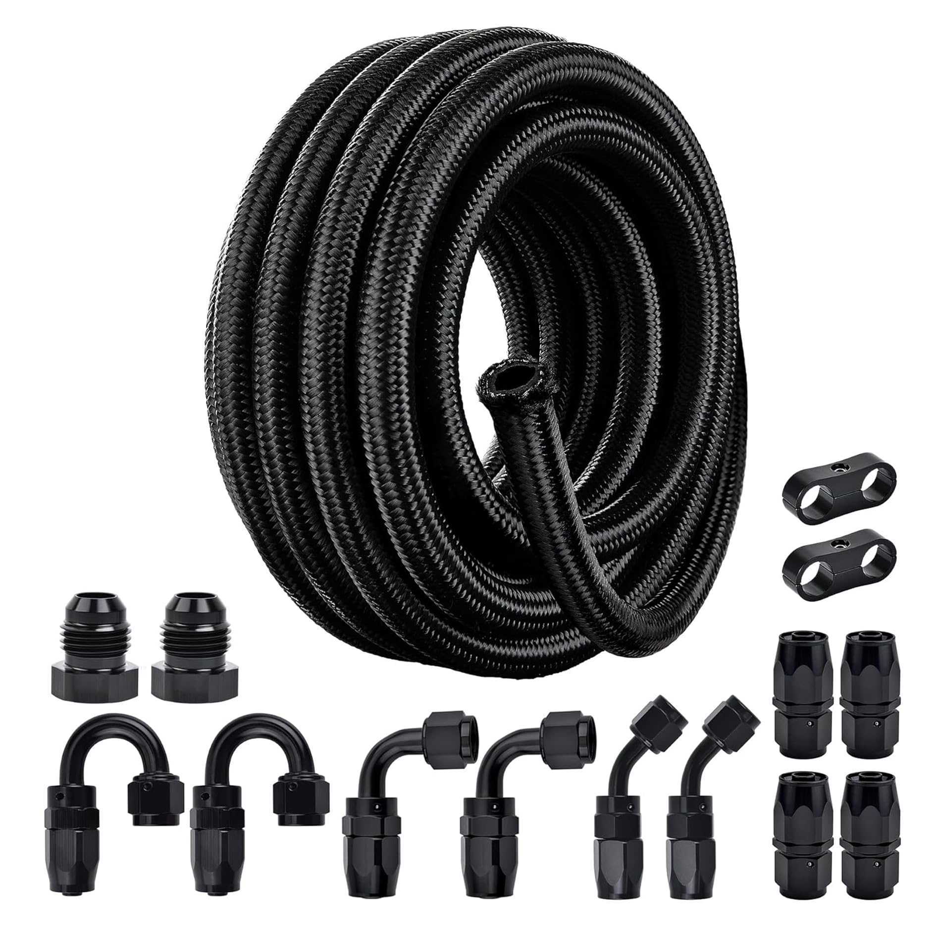 EVIL ENERGY 6AN Fuel Line Kit, 6AN Hose Kit 16FT Nylon Braided Fuel Line Hose Fitting Kit CPE Fuel Hose