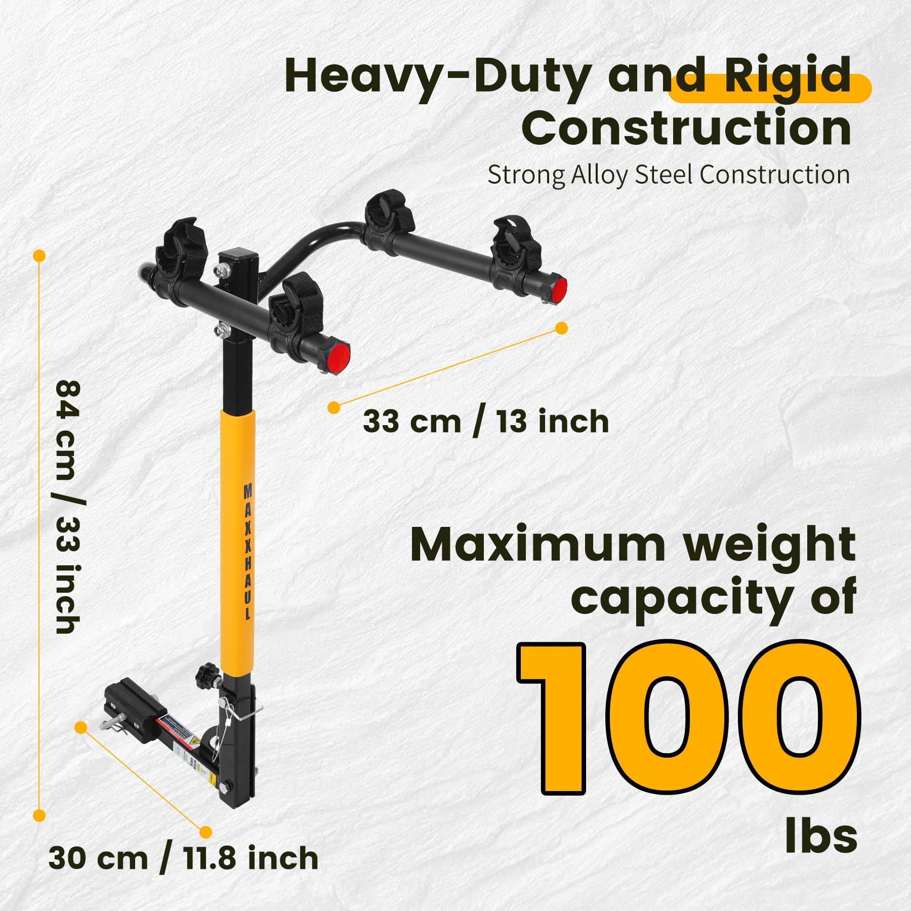 MAXXHAUL 50025 Hitch Mount 2-Bike Rack for Cars, Trucks, SUVs - 100 lb Capacity, Black, Alloy Steel