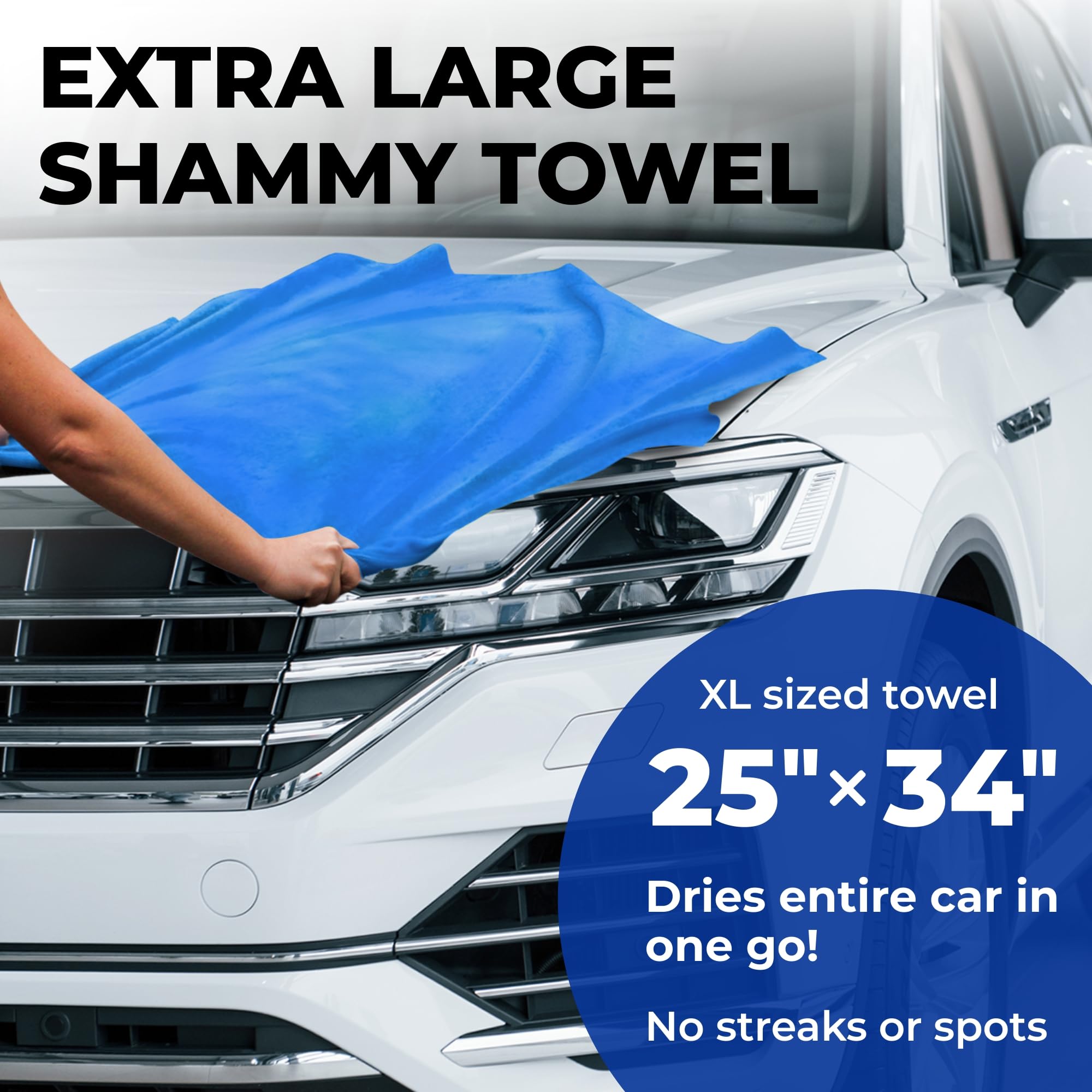 Mighty Cleaner Premium XL Shammy Towel - Super Absorbent PVA Cloth, 2 Pack (34"x25"), Pink and Blue, Scratch-Free, Reusable