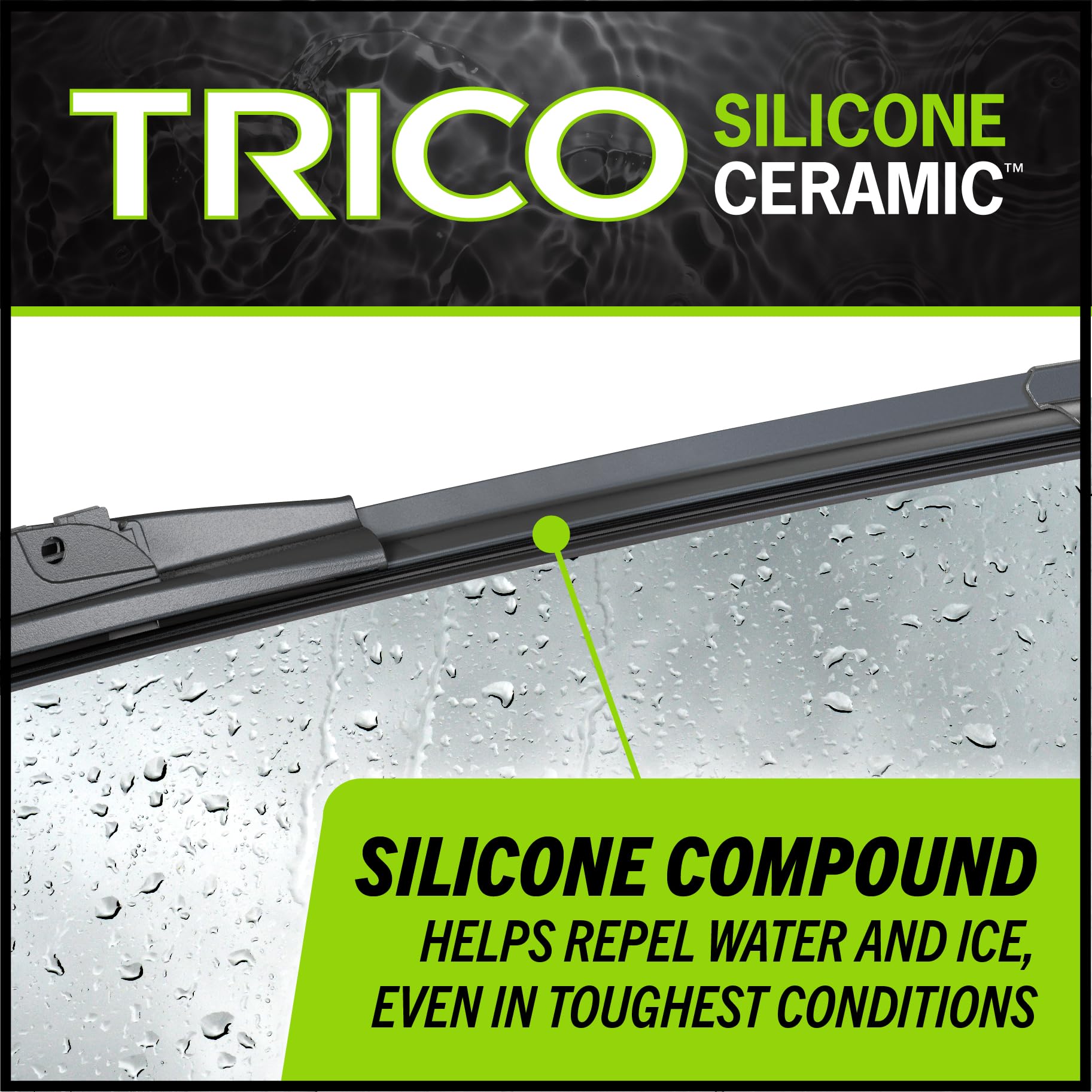 Trico Silicone Ceramic Coated 21'' + 20'' Super Premium Automotive Replacement Windshield Wiper Blades (Set Of 2), Passenger And